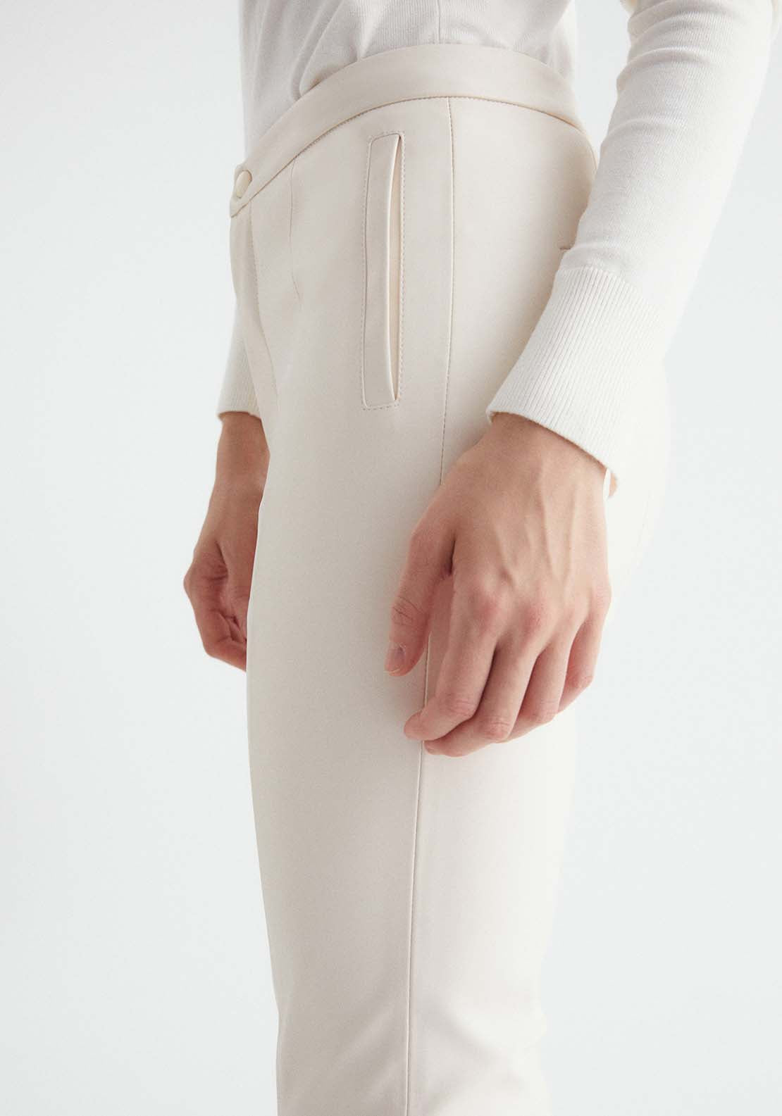 Sfera Faux Leather Leggings - Ecru 4 Shaws Department Stores