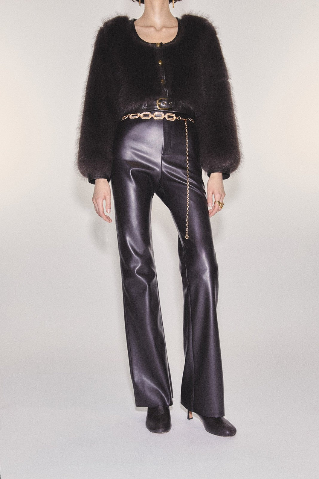 Waistband Free Trousers - Brown