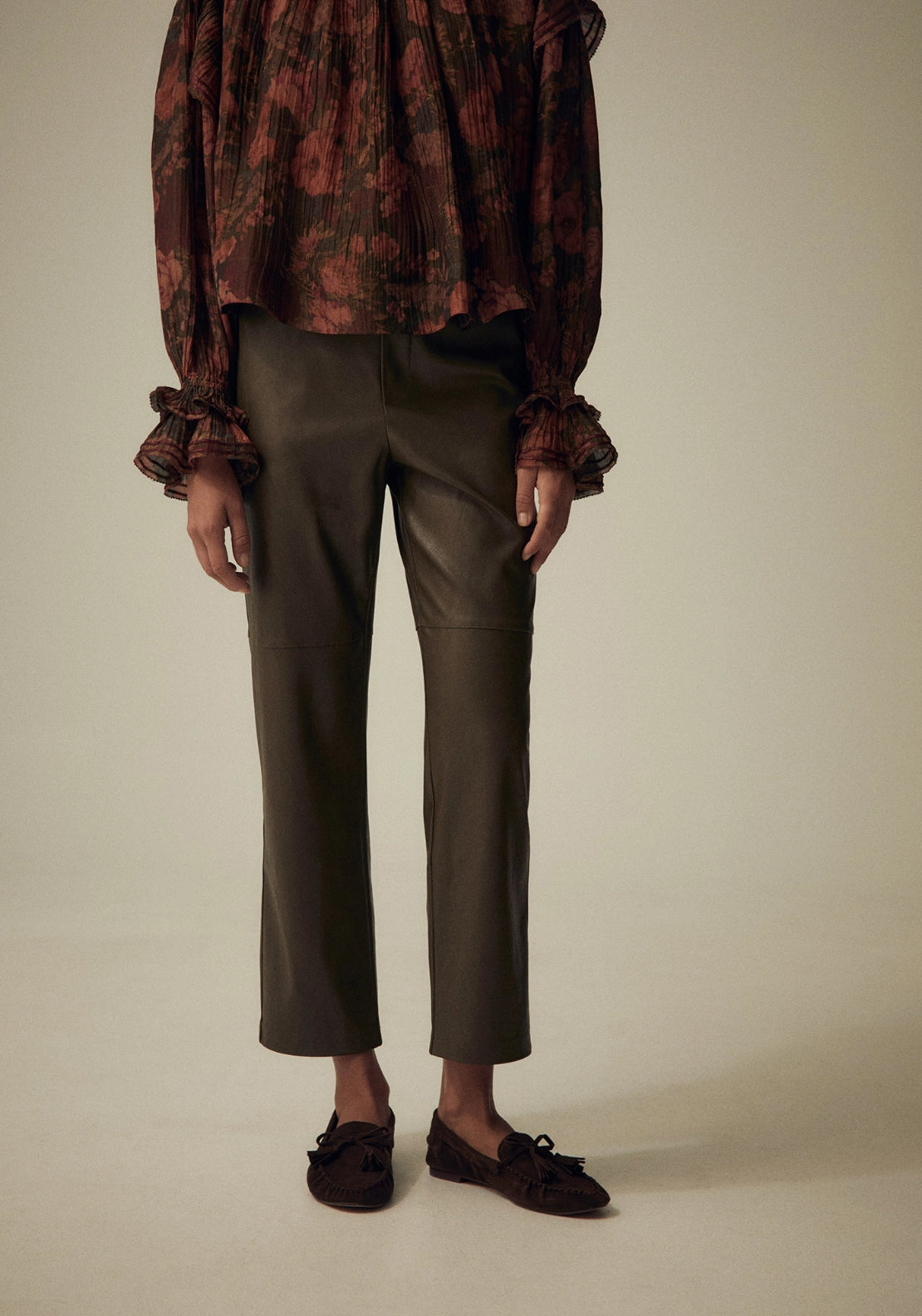Leather Look Trousers - Brown