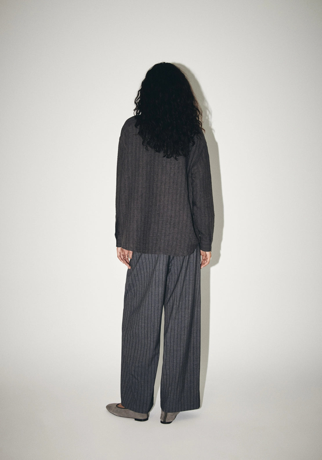 Striped Ankle Trousers - Grey