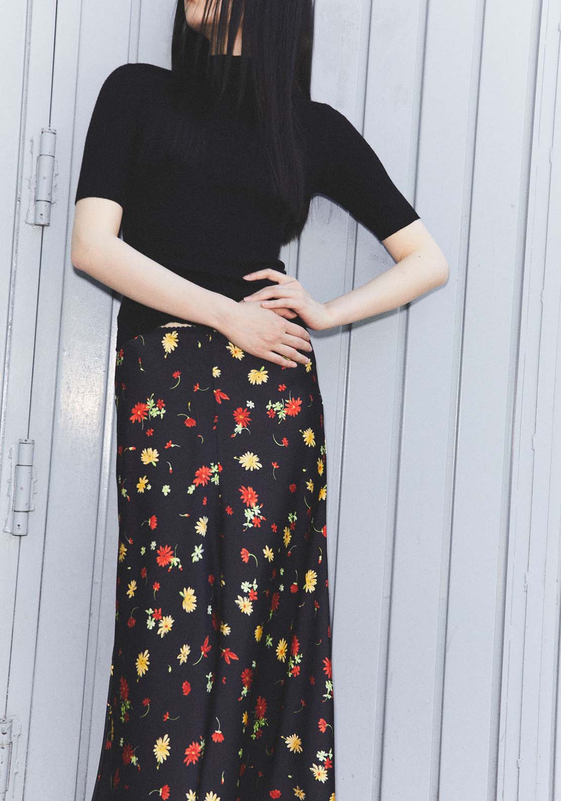 Sfera Floral print skirt - Black 5 Shaws Department Stores