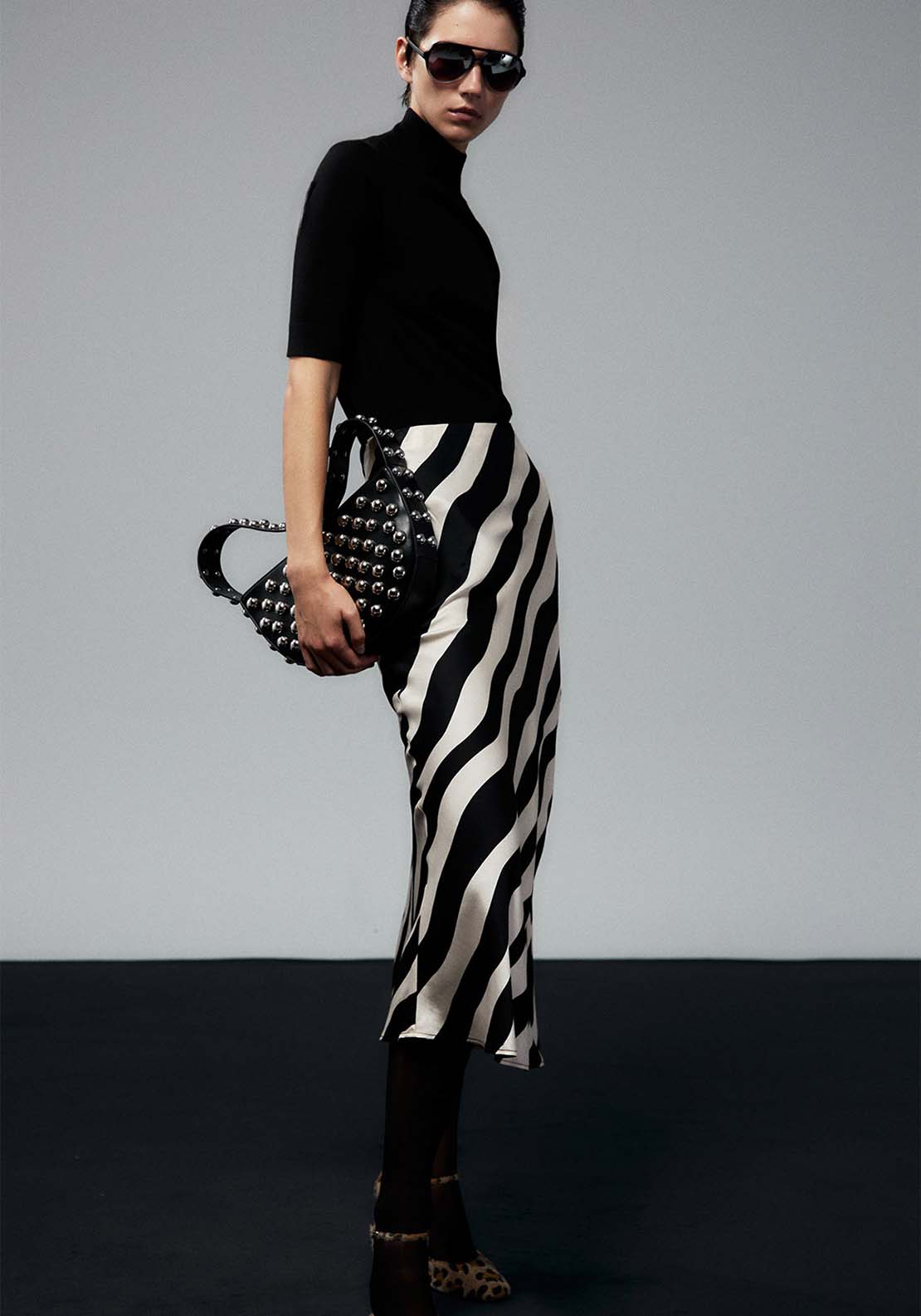 Sfera Striped Skirt - Black 2 Shaws Department Stores