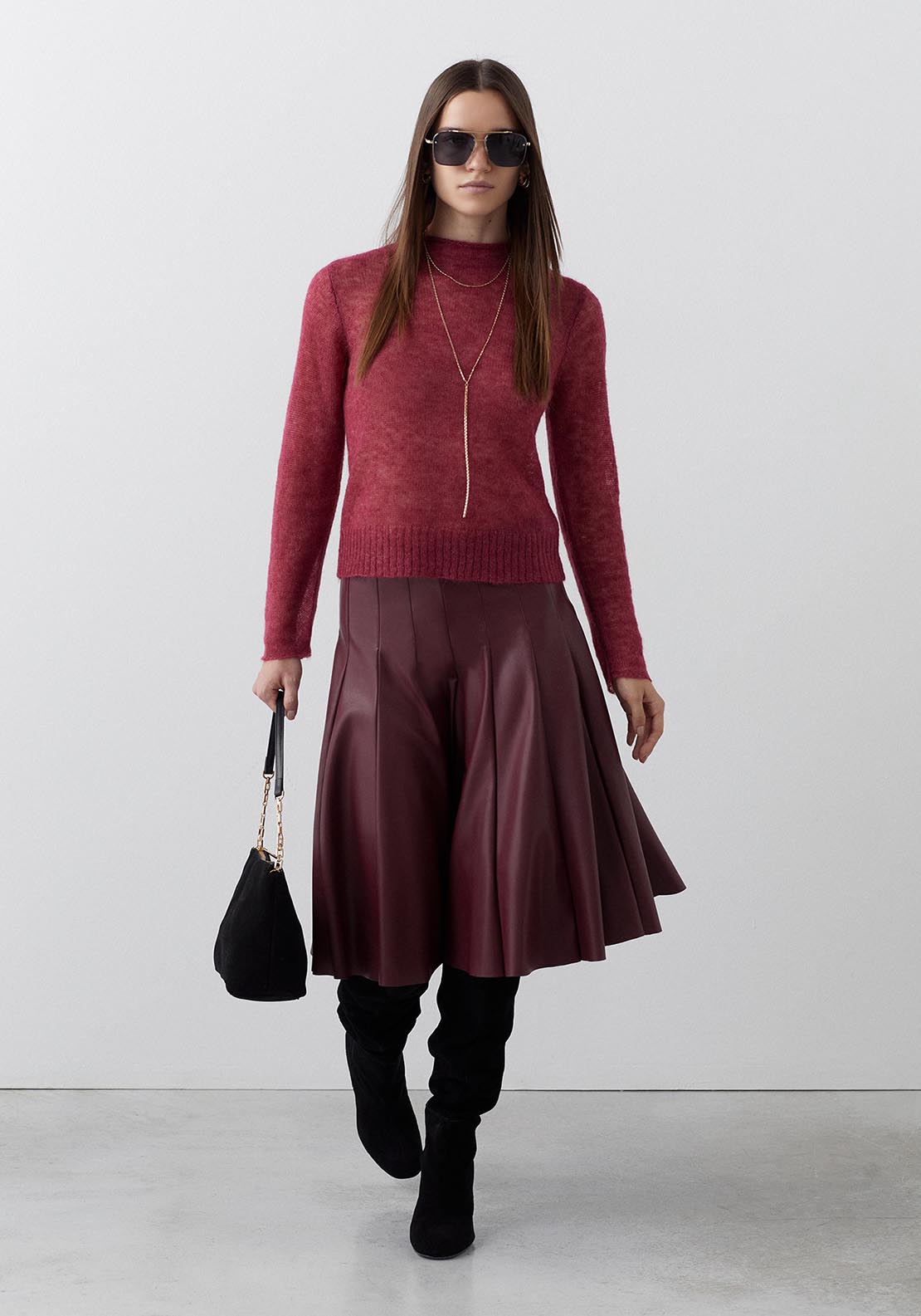 Sfera Marsala flared skirt - Maroon 2 Shaws Department Stores
