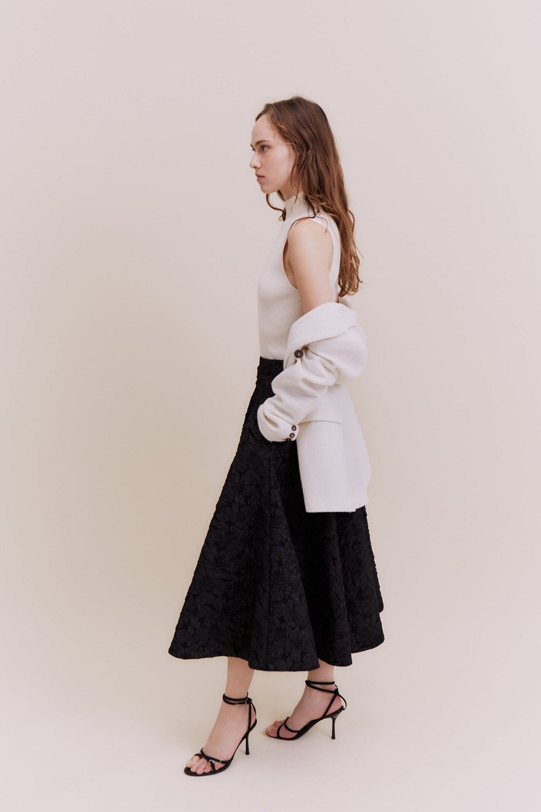 Sfera Flared jacquard skirt - Black 4 Shaws Department Stores