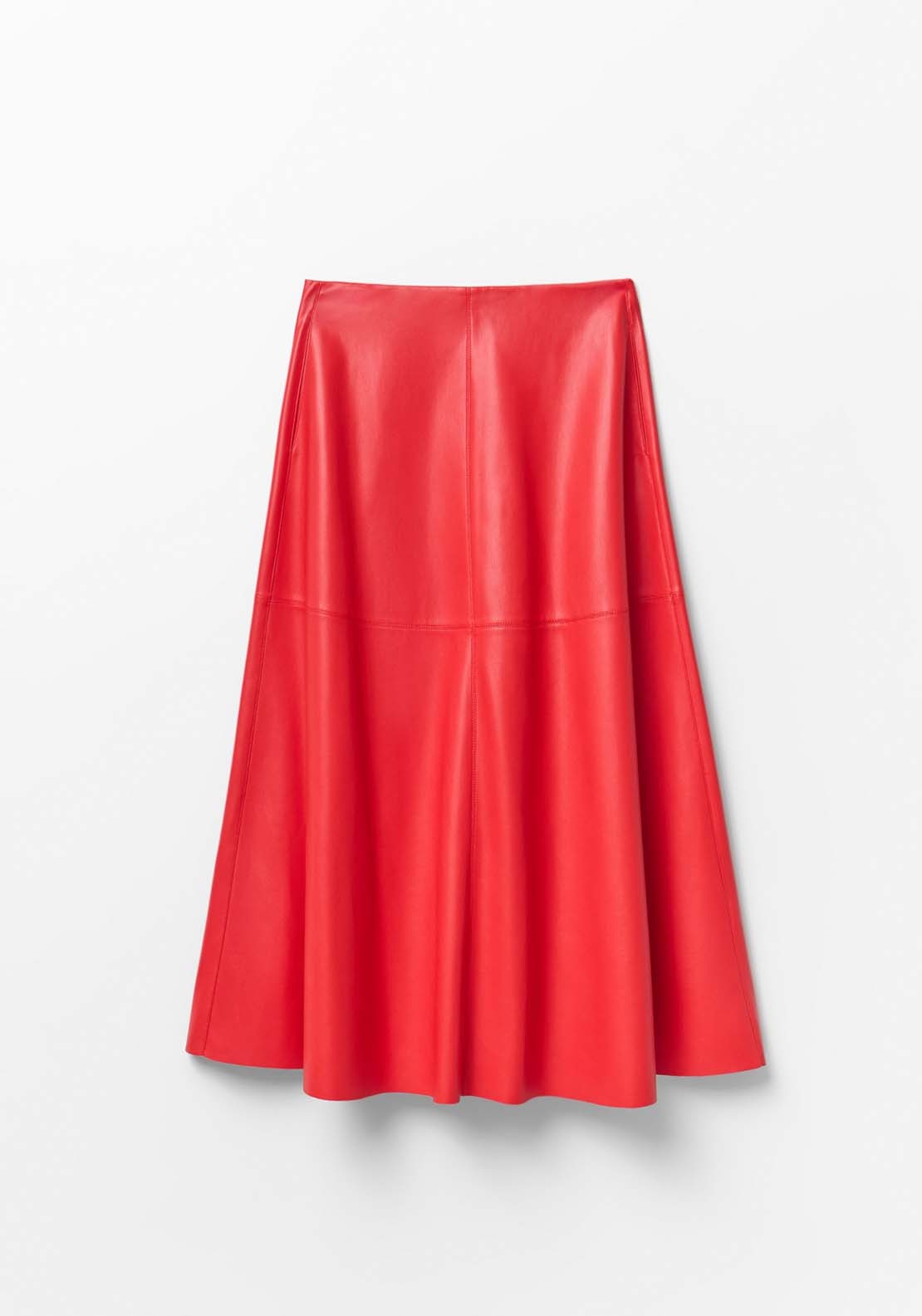 Faux Leather Skirt - Red