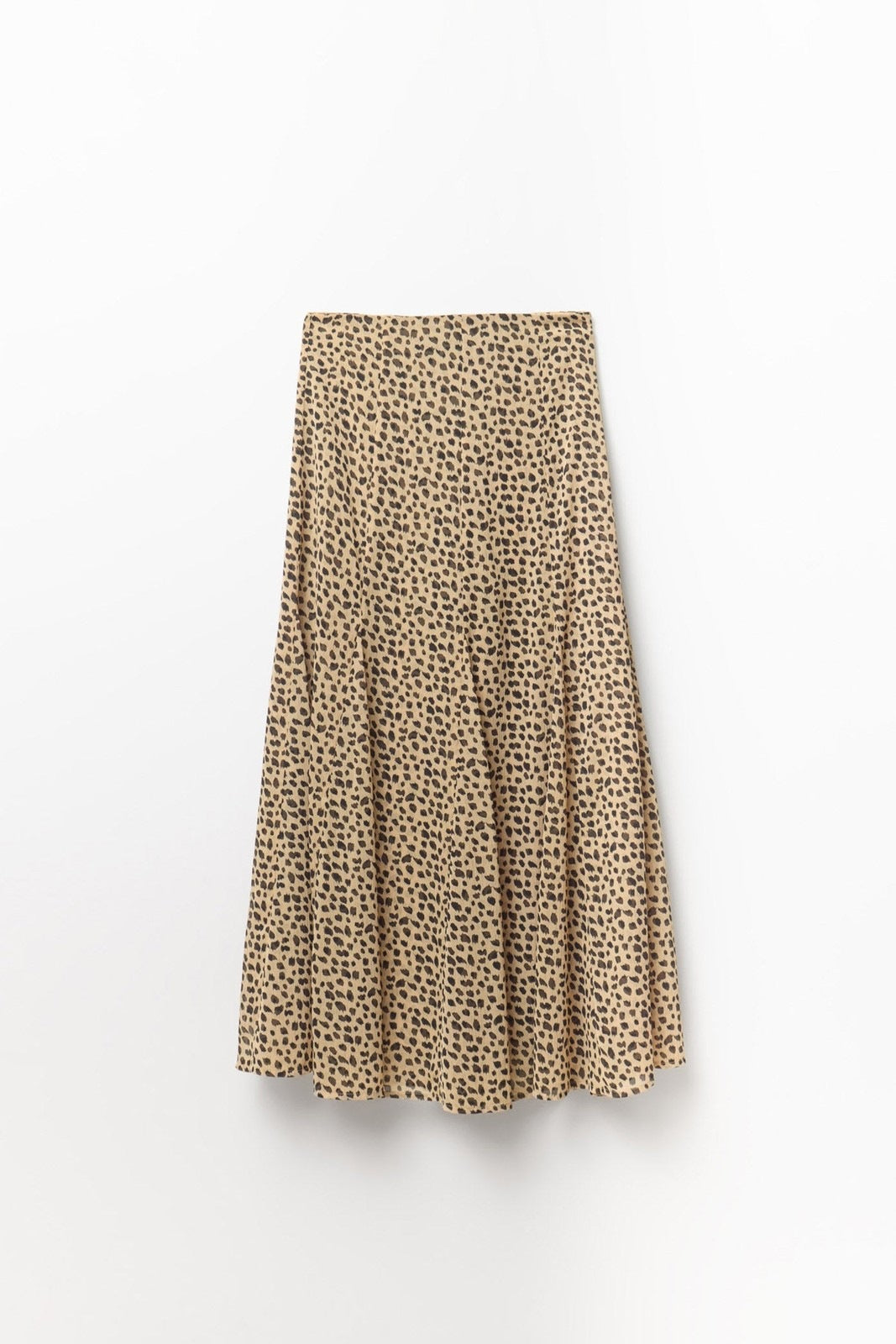 Flowy Leopard Print Skirt - Beige