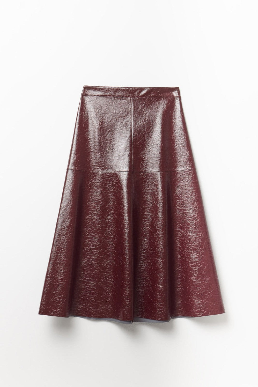 Crackled Effect Skirt - Aubergine