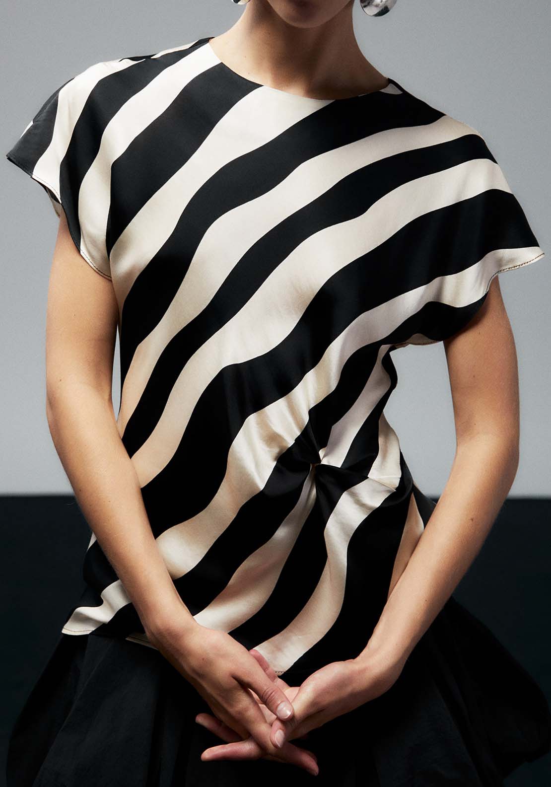Sfera Striped Top - Black 2 Shaws Department Stores