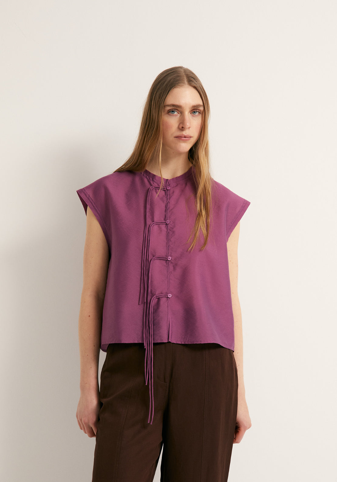 Decorative Detailing Blouse - Purple