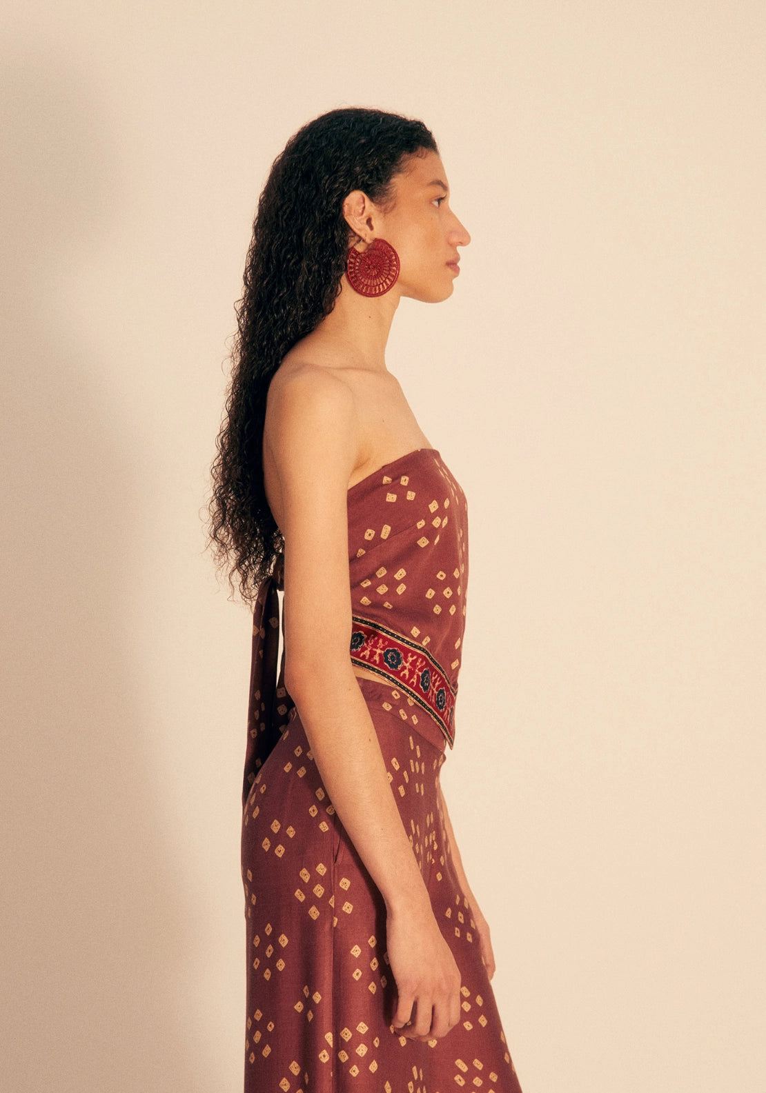 Printed Scarf Top - Red