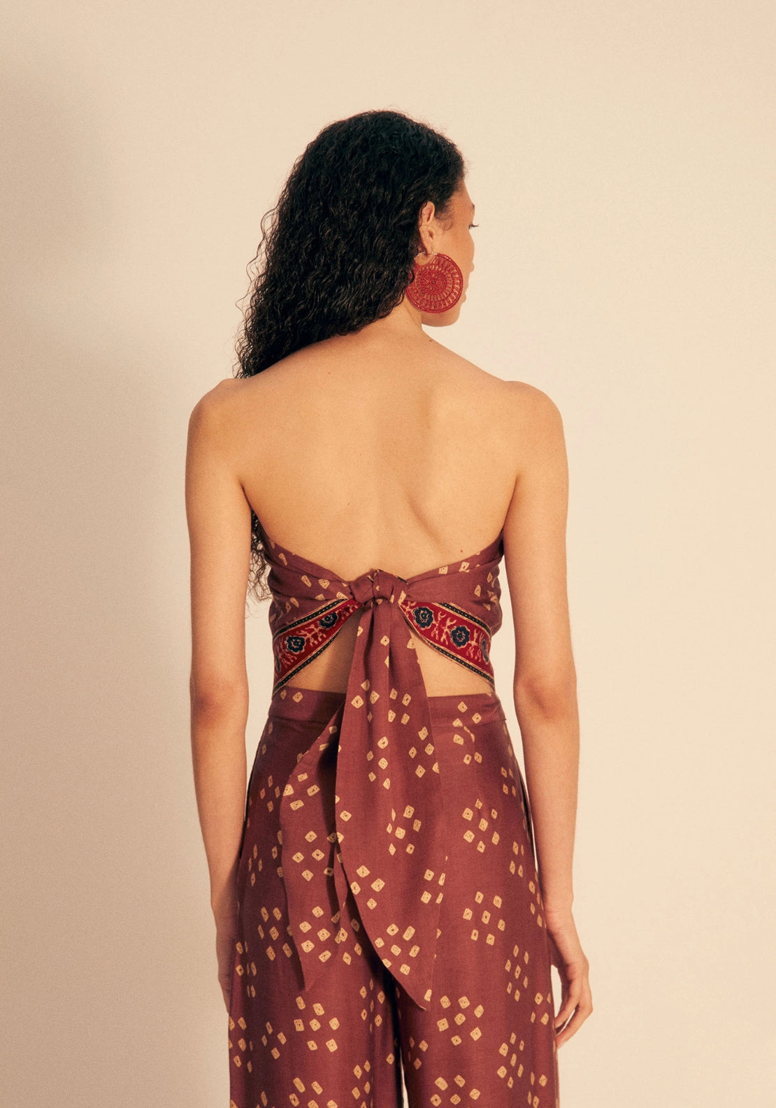 Printed Scarf Top - Red
