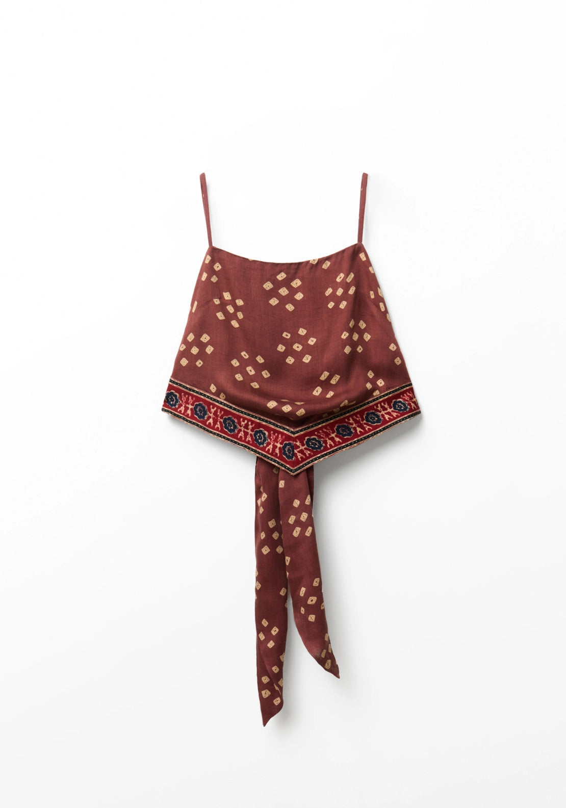 Printed Scarf Top - Red