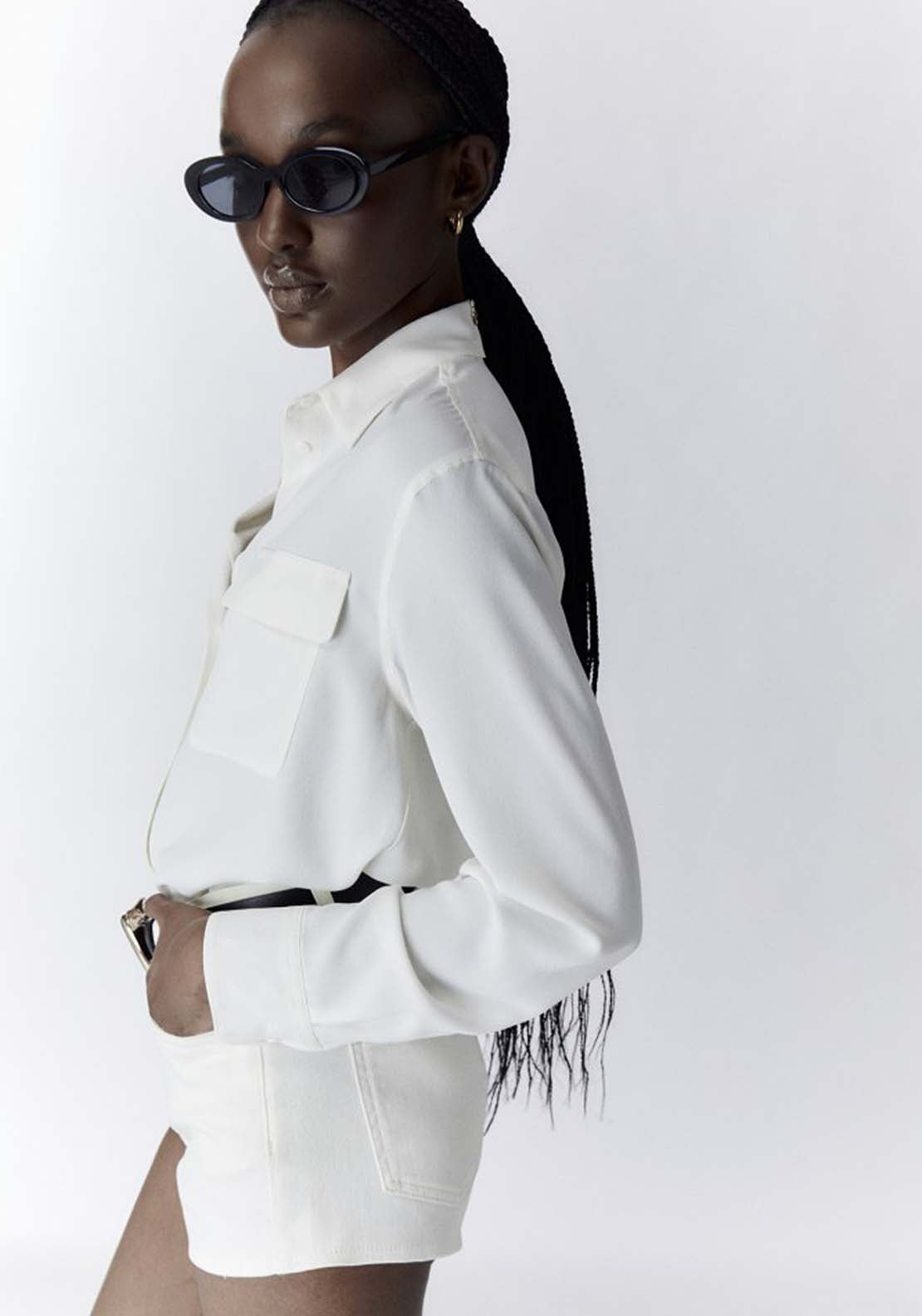 Sfera Two Pockets Blouse - White 2 Shaws Department Stores
