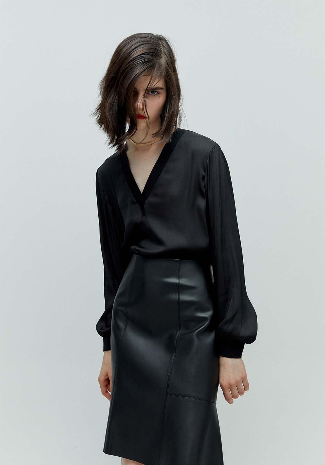 Sfera Contrast neckline top - Black 1 Shaws Department Stores