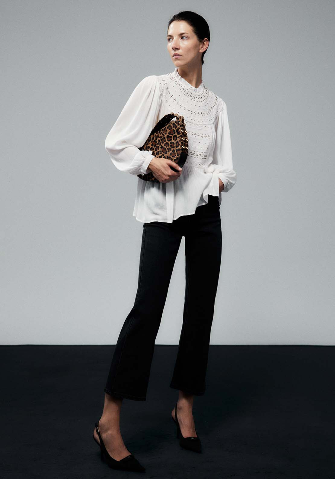 Sfera Embroidered Yoke Blouse - White 4 Shaws Department Stores