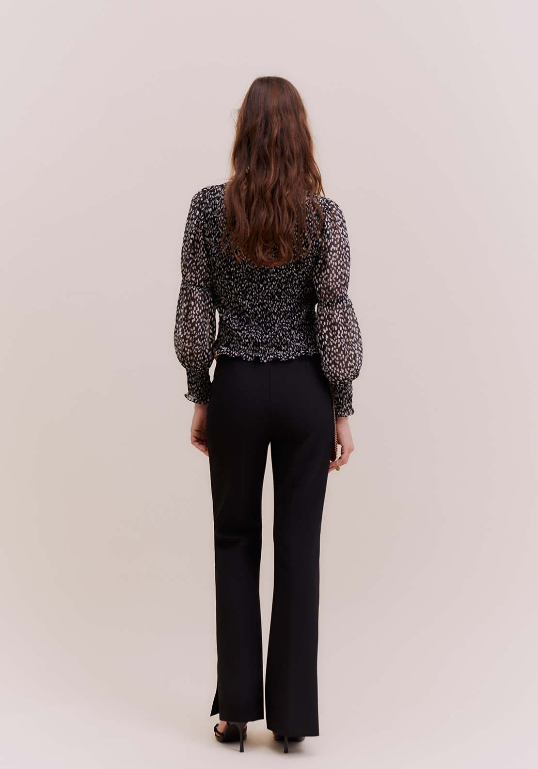 Sfera Back zip printed top - Black 4 Shaws Department Stores