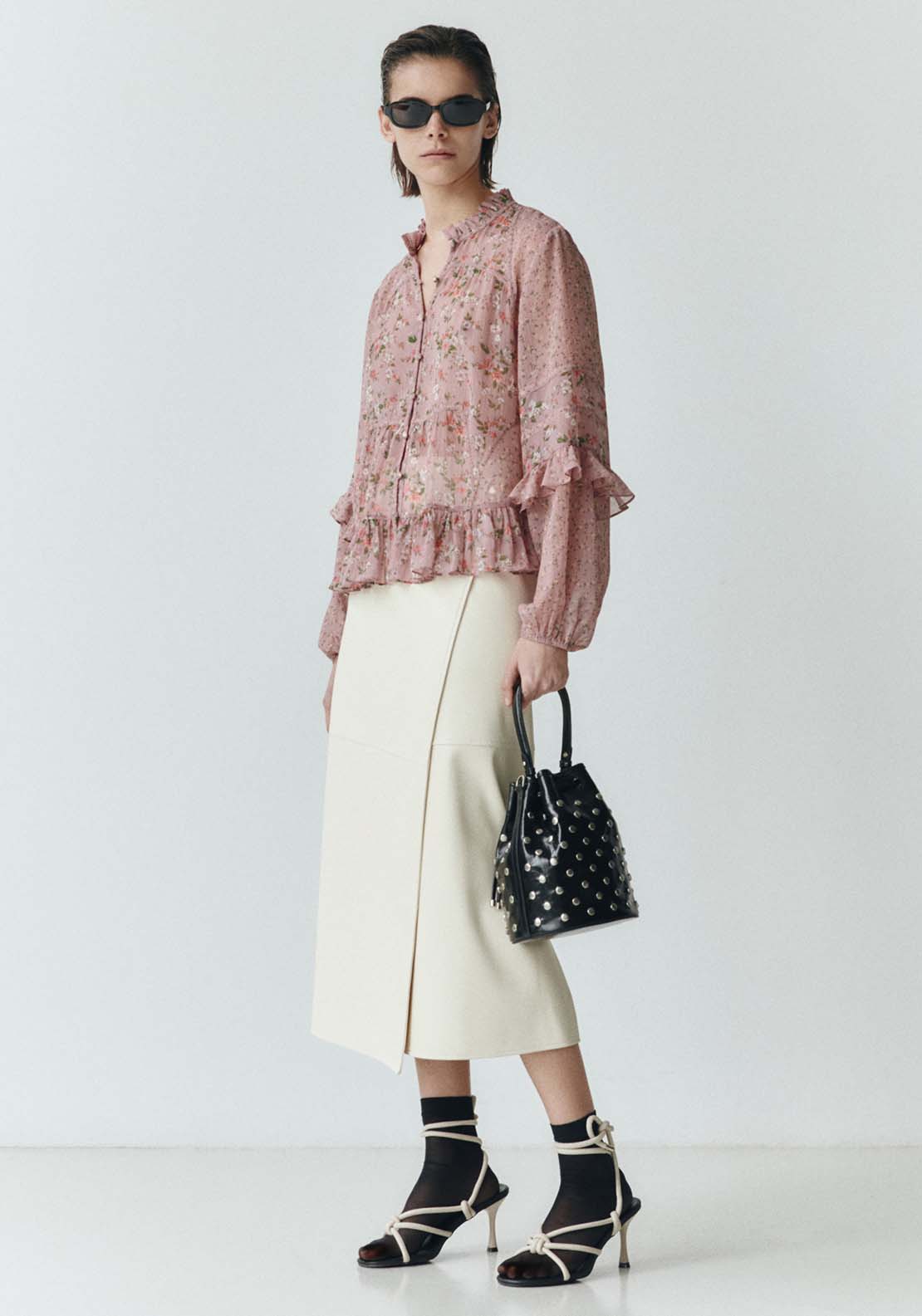 Sfera Long Sleeve Flower Print Blouse - Print Pink 3 Shaws Department Stores