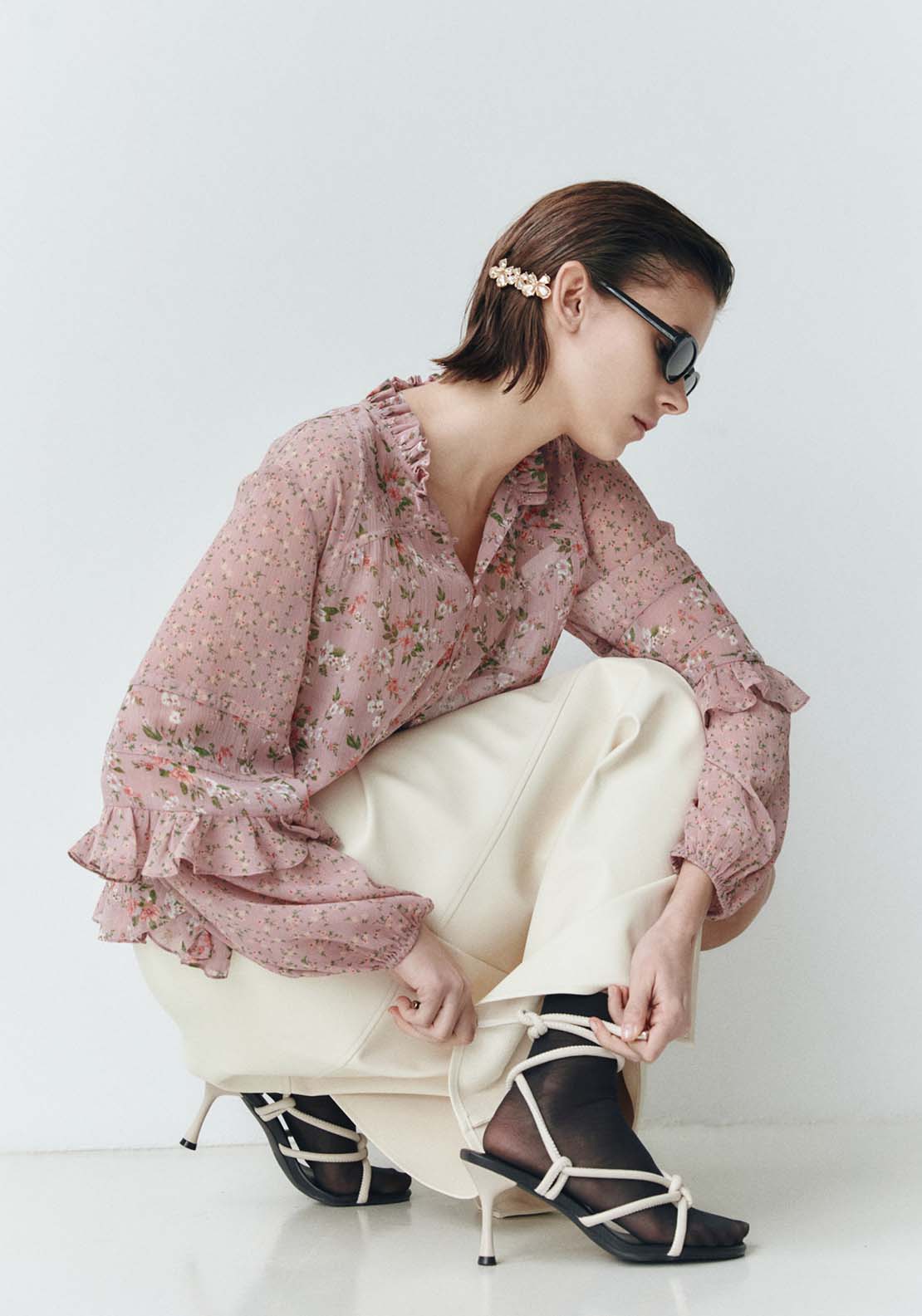 Sfera Long Sleeve Flower Print Blouse - Print Pink 2 Shaws Department Stores