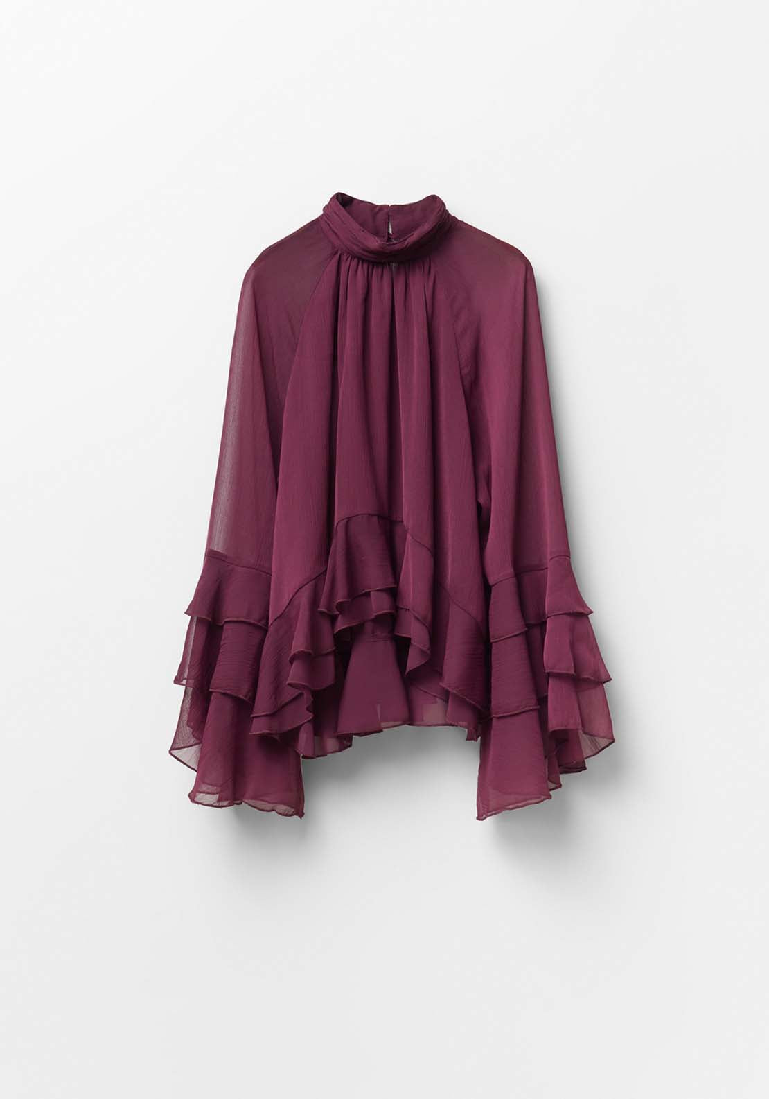 Ruffled Sleeves Top - Red