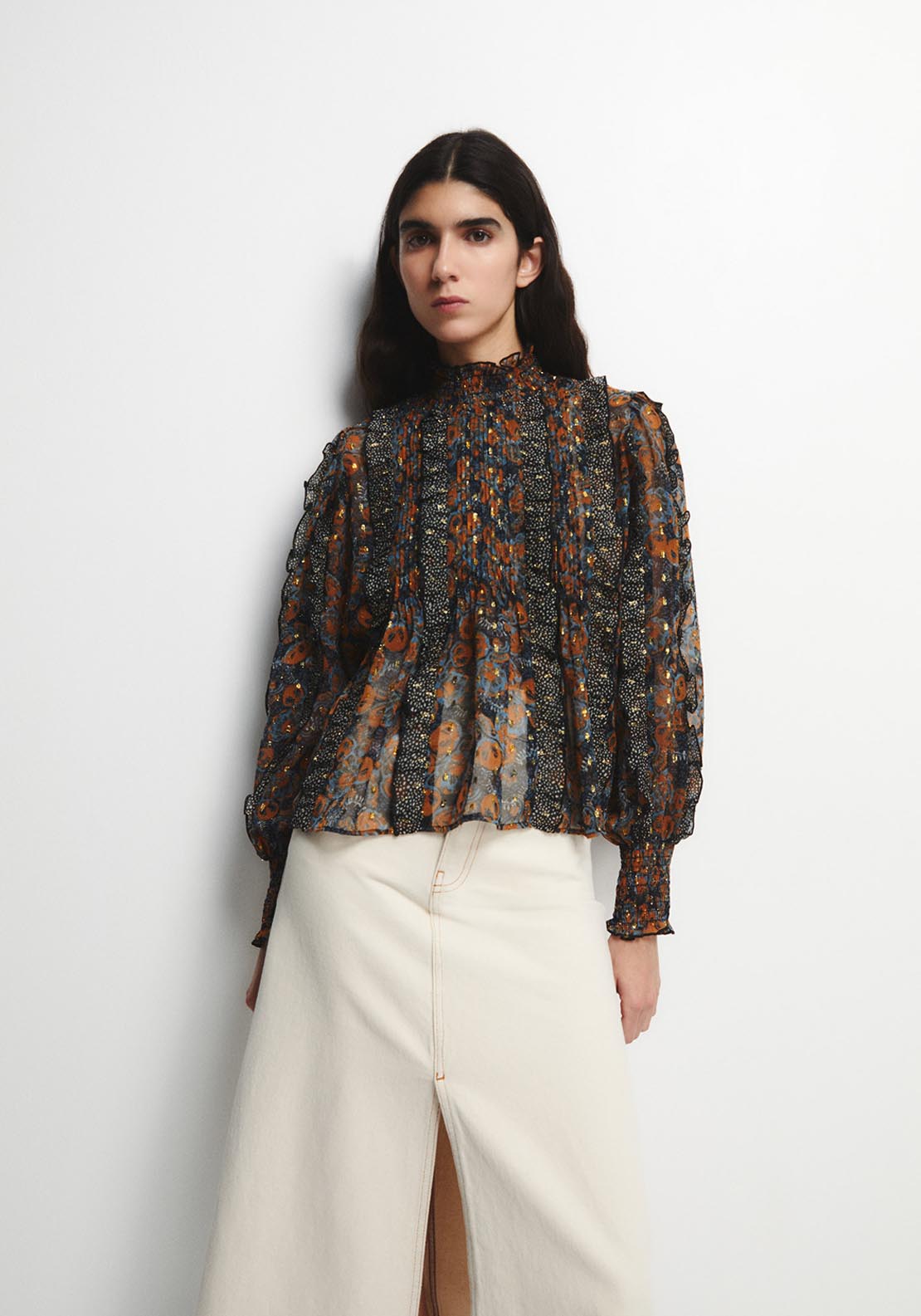 Printed Lurex Top - Black
