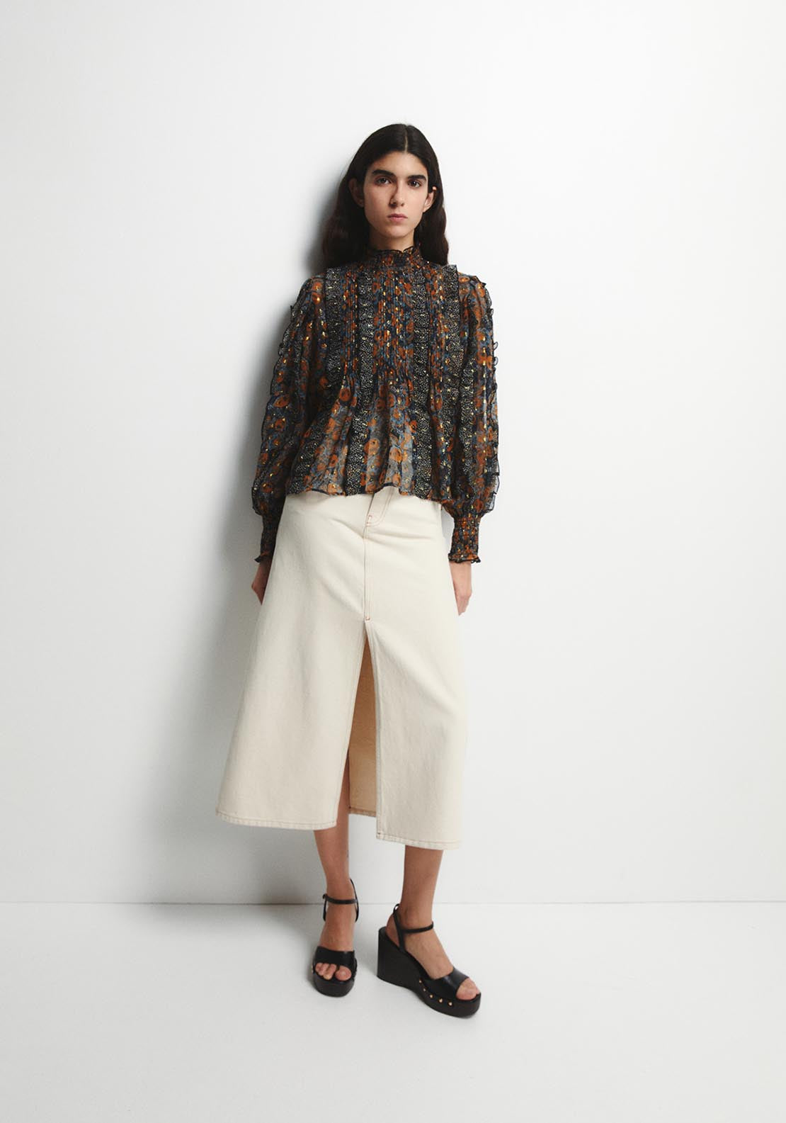 Printed Lurex Top - Black