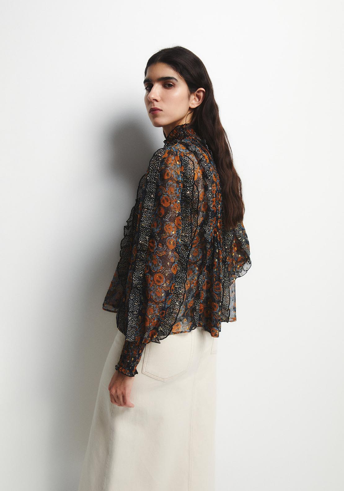 Printed Lurex Top - Black