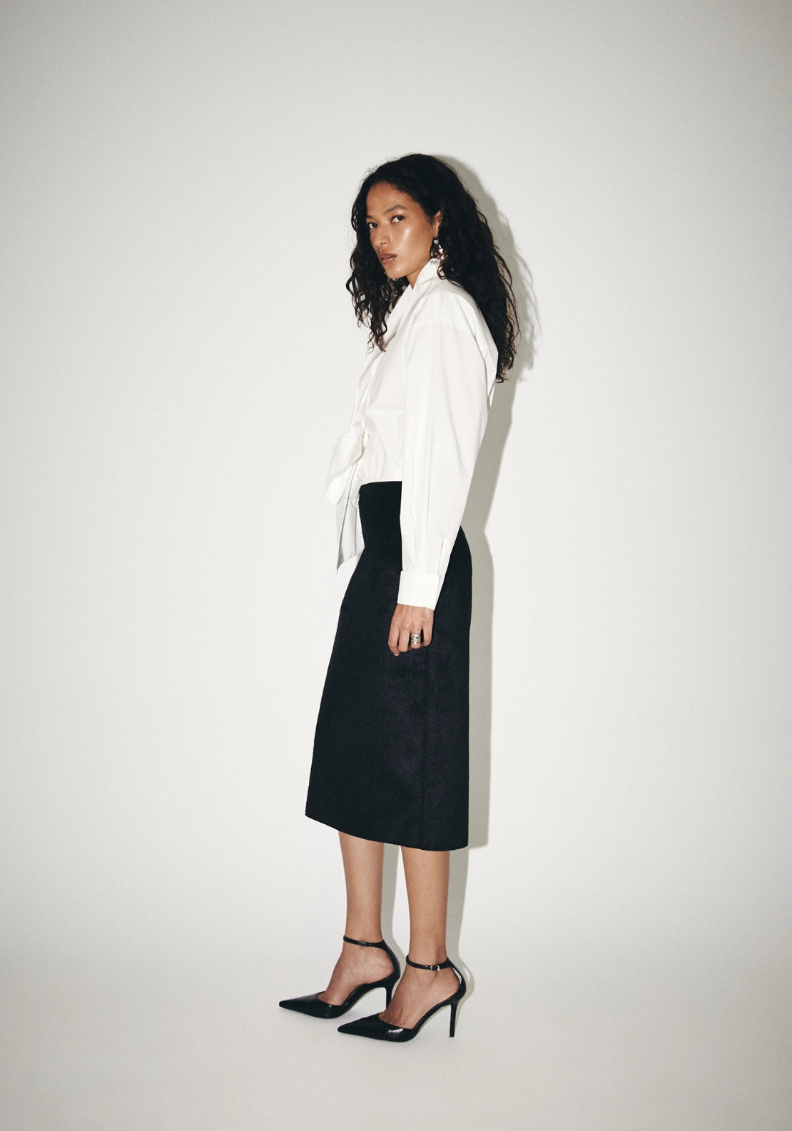 Tie Front Poplin Blouse - White