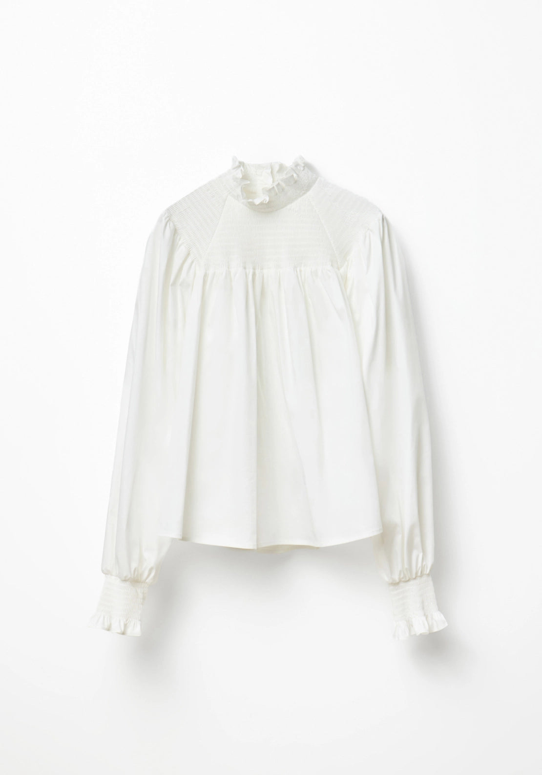Poplin Neck Top - White
