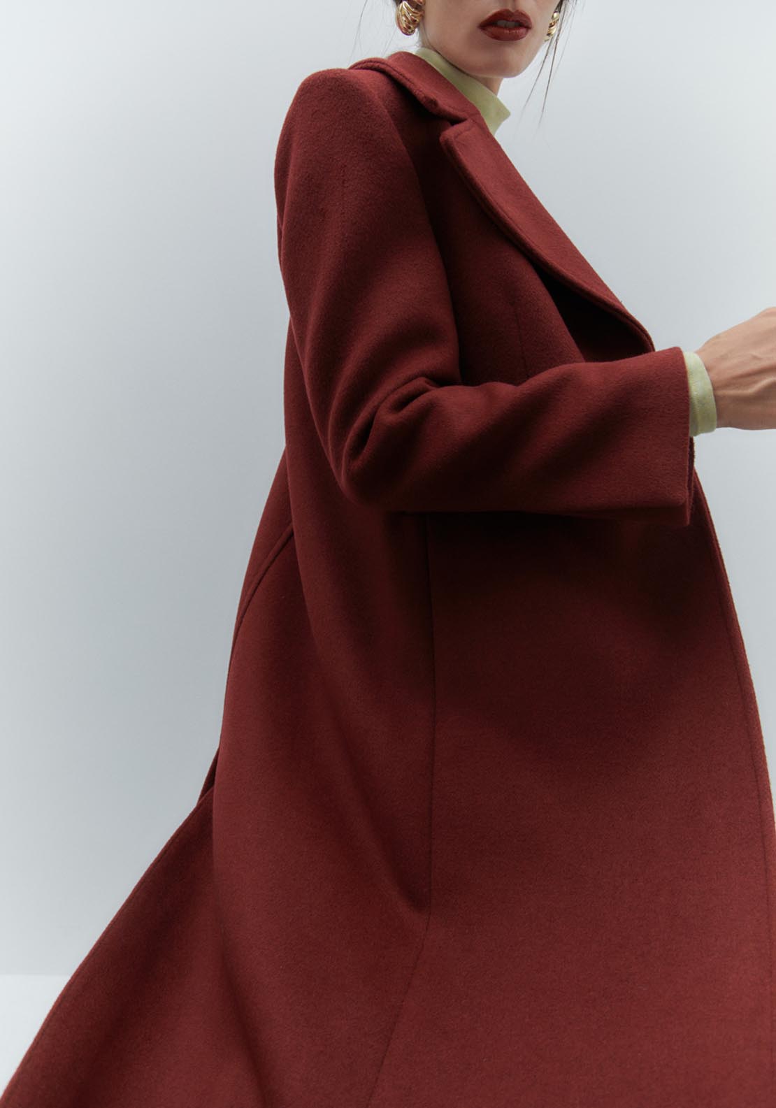 Sfera Long woollen coat - Burgundy 5 Shaws Department Stores