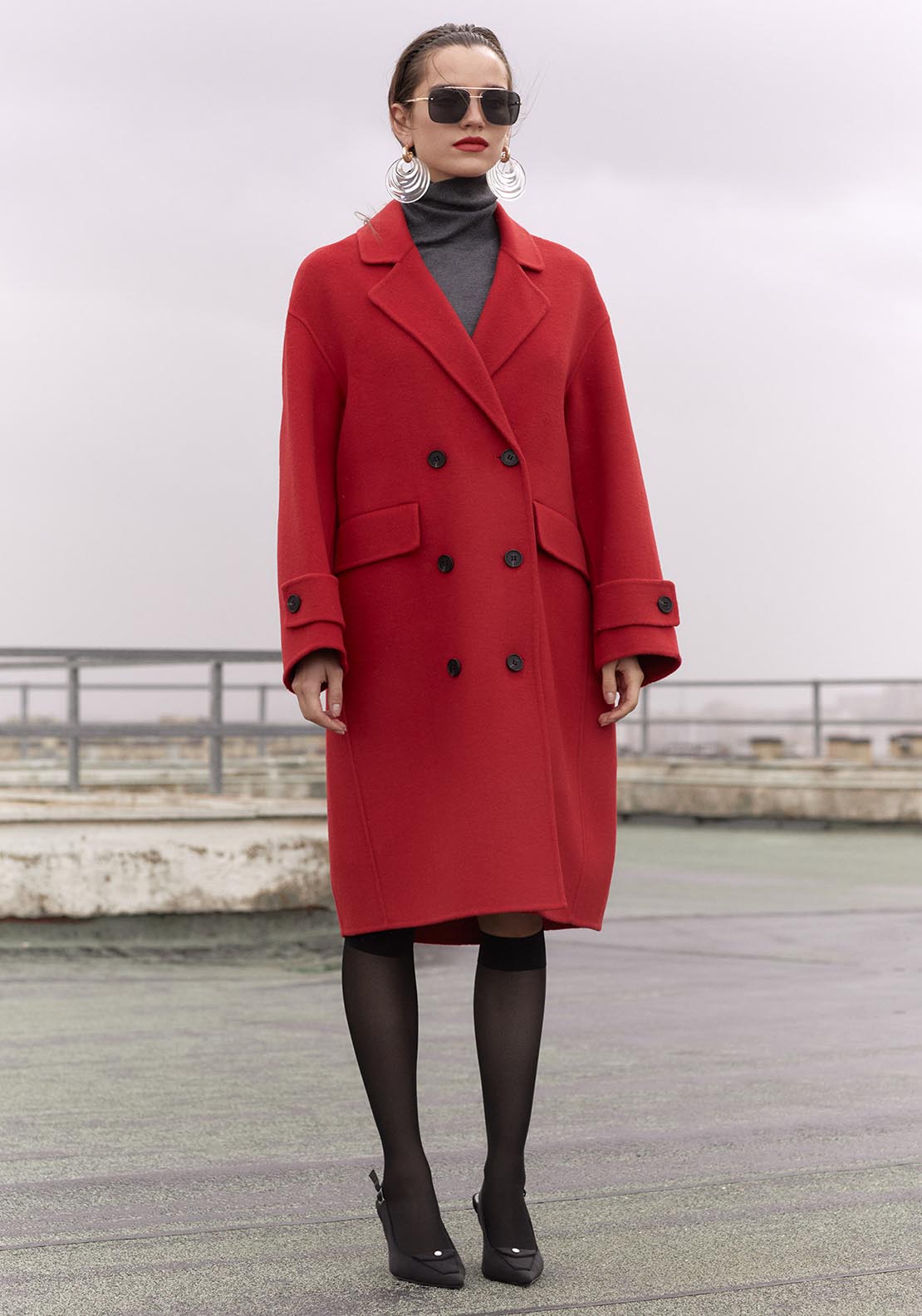 Sfera Oversized handmade duffle coat - Red 5 Shaws Department Stores