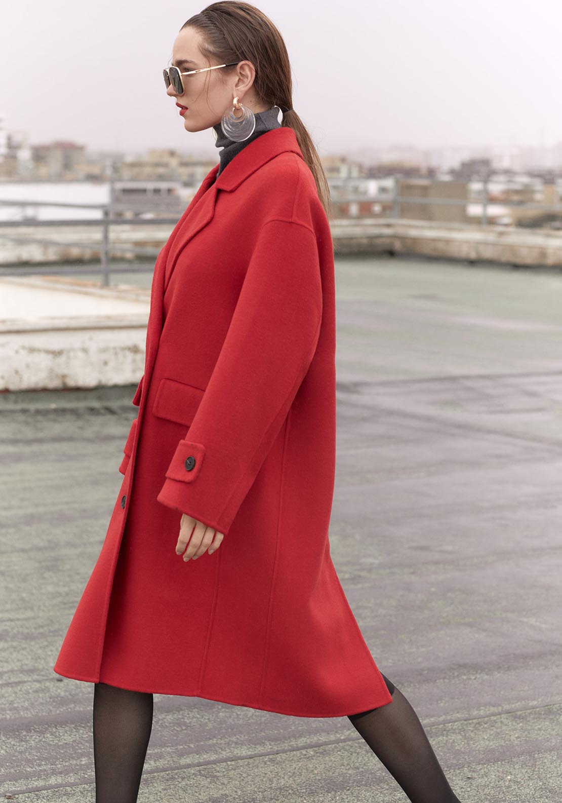Sfera Oversized handmade duffle coat - Red 4 Shaws Department Stores