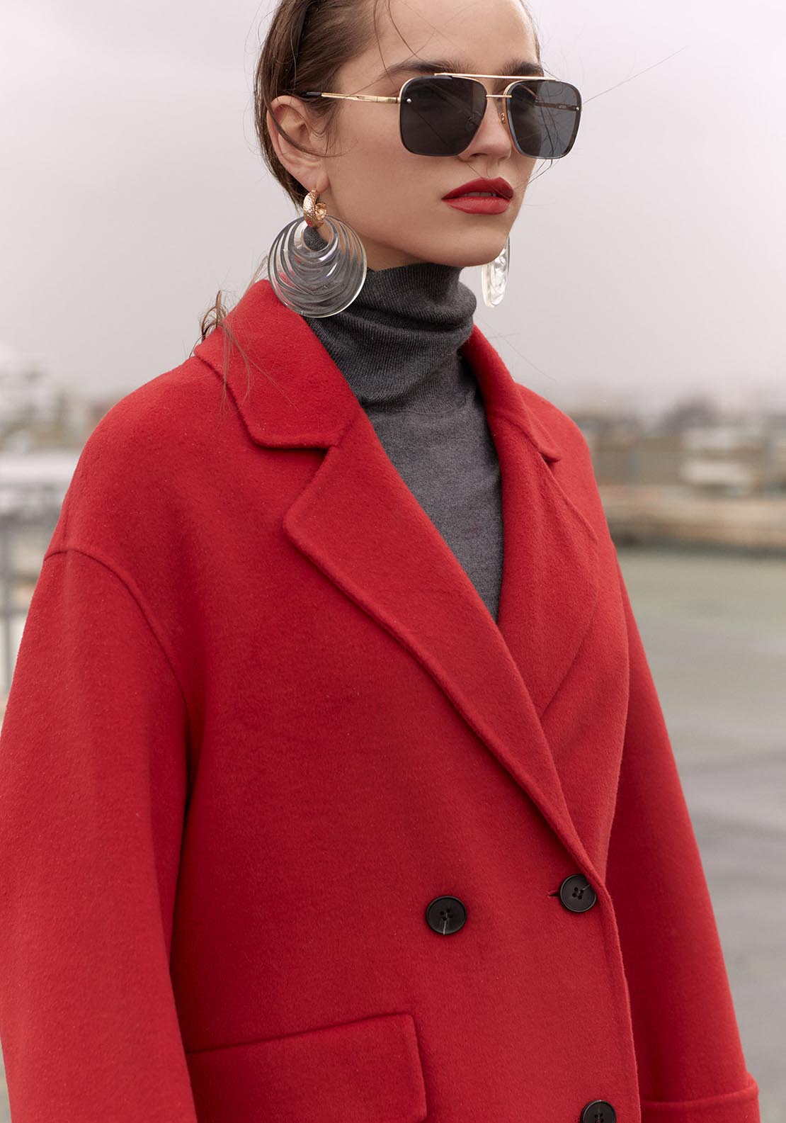 Sfera Oversized handmade duffle coat - Red 2 Shaws Department Stores