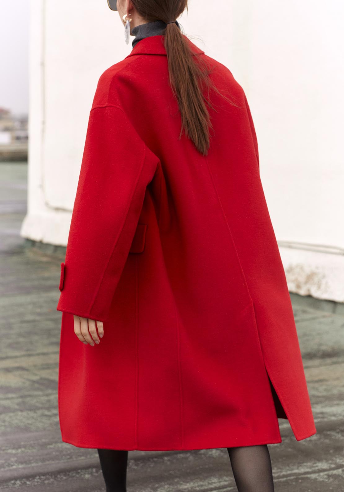 Sfera Oversized handmade duffle coat - Red 6 Shaws Department Stores