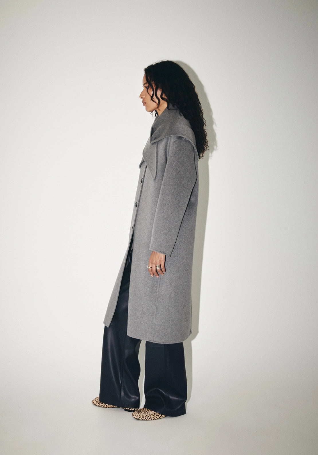 Handmade Scarf Detail Coat - Grey