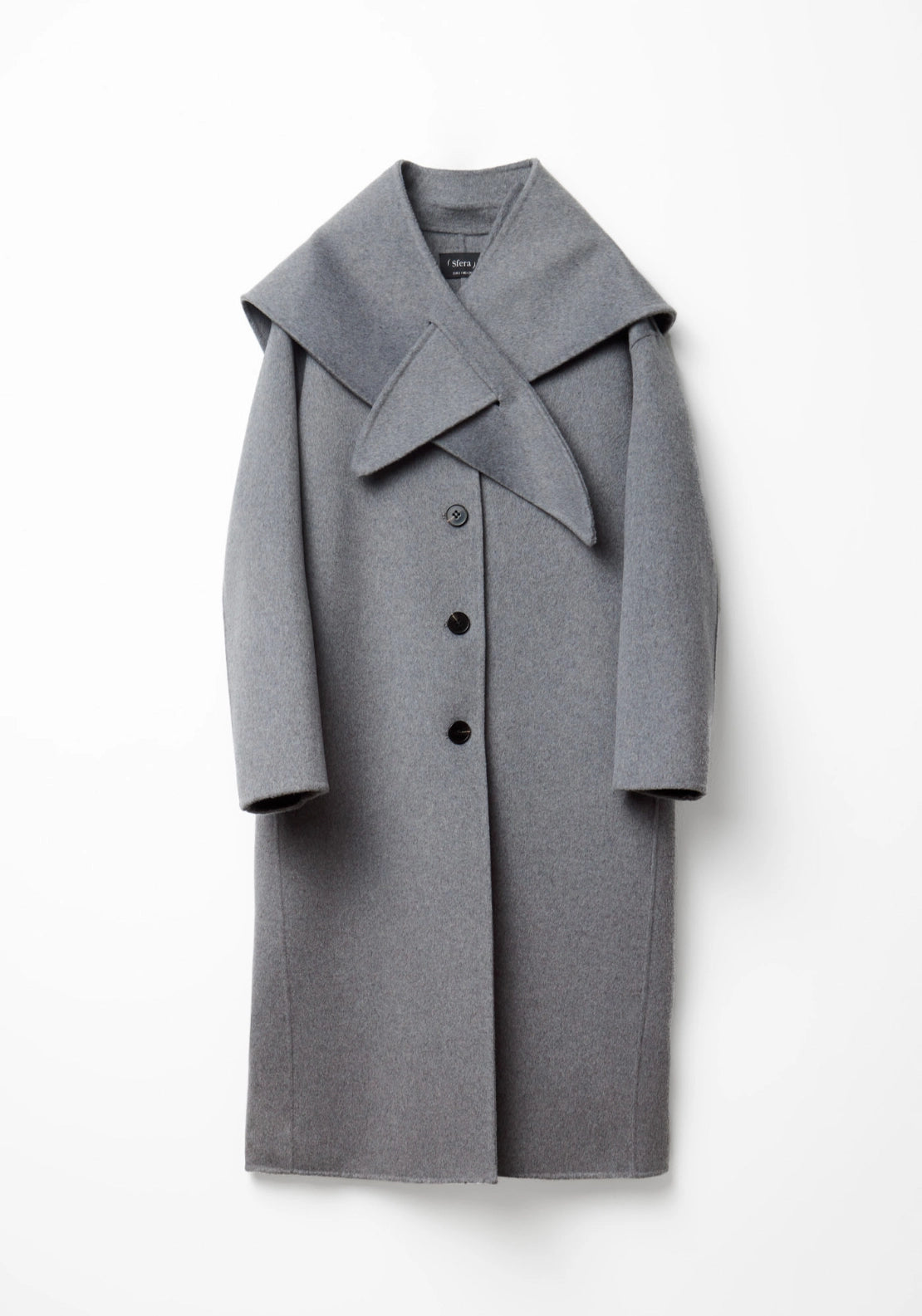 Handmade Scarf Detail Coat - Grey