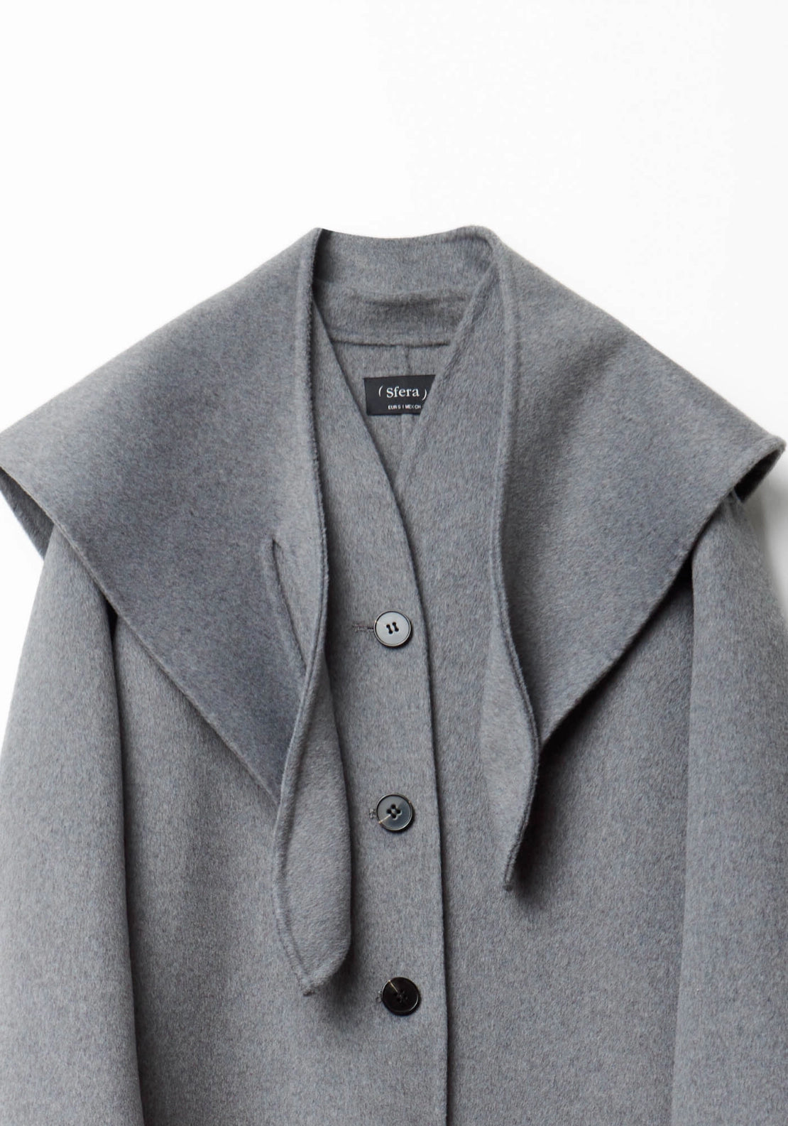 Handmade Scarf Detail Coat - Grey