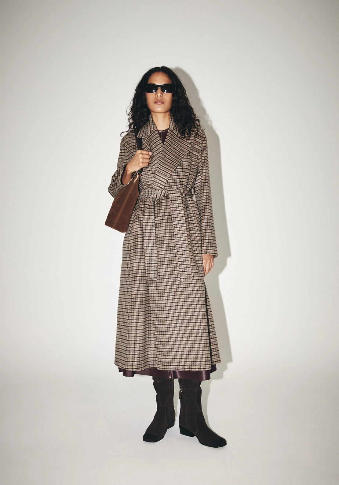 Check Wrap Coat - Pink