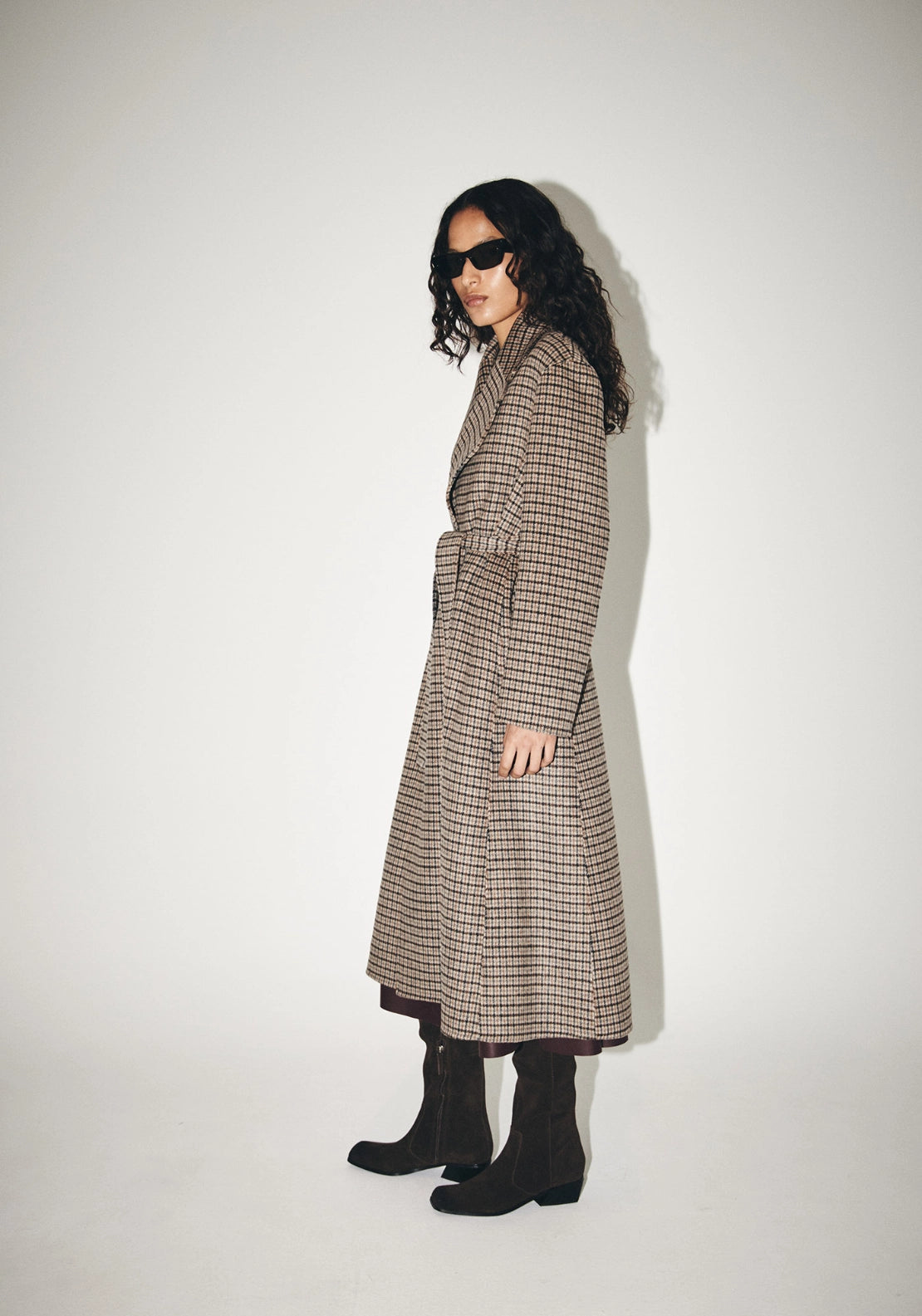 Check Wrap Coat - Pink