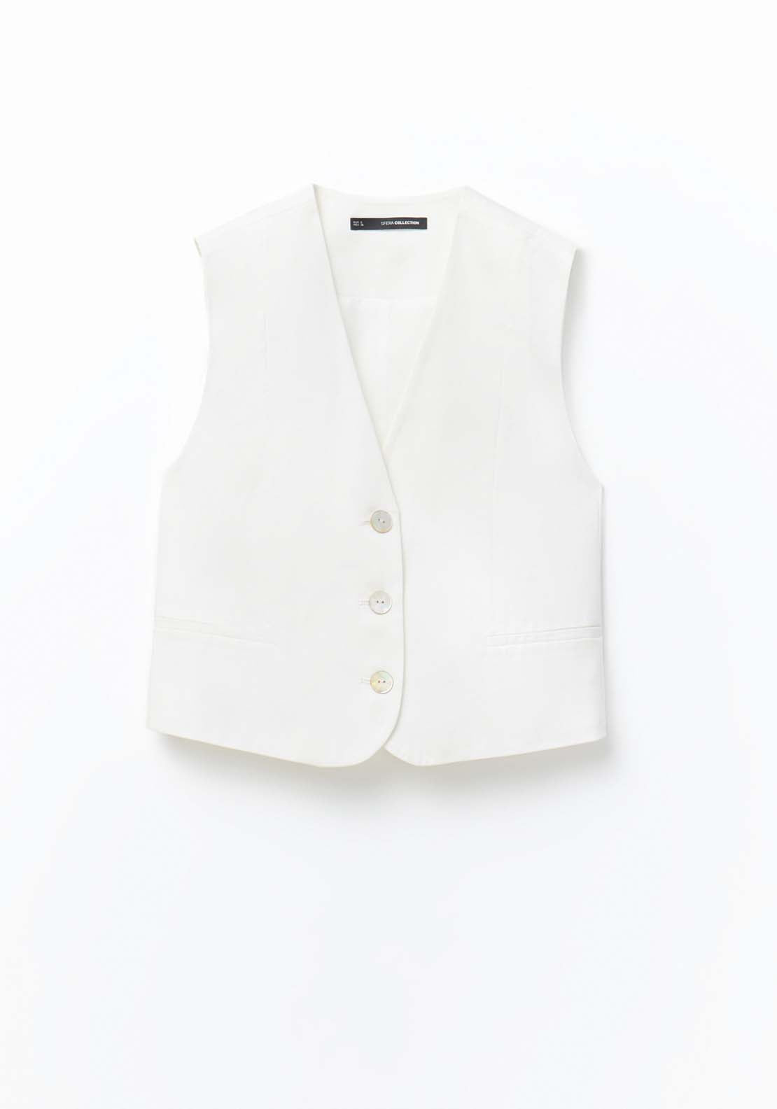 Sfera Short Waistcoat - White 6 Shaws Department Stores