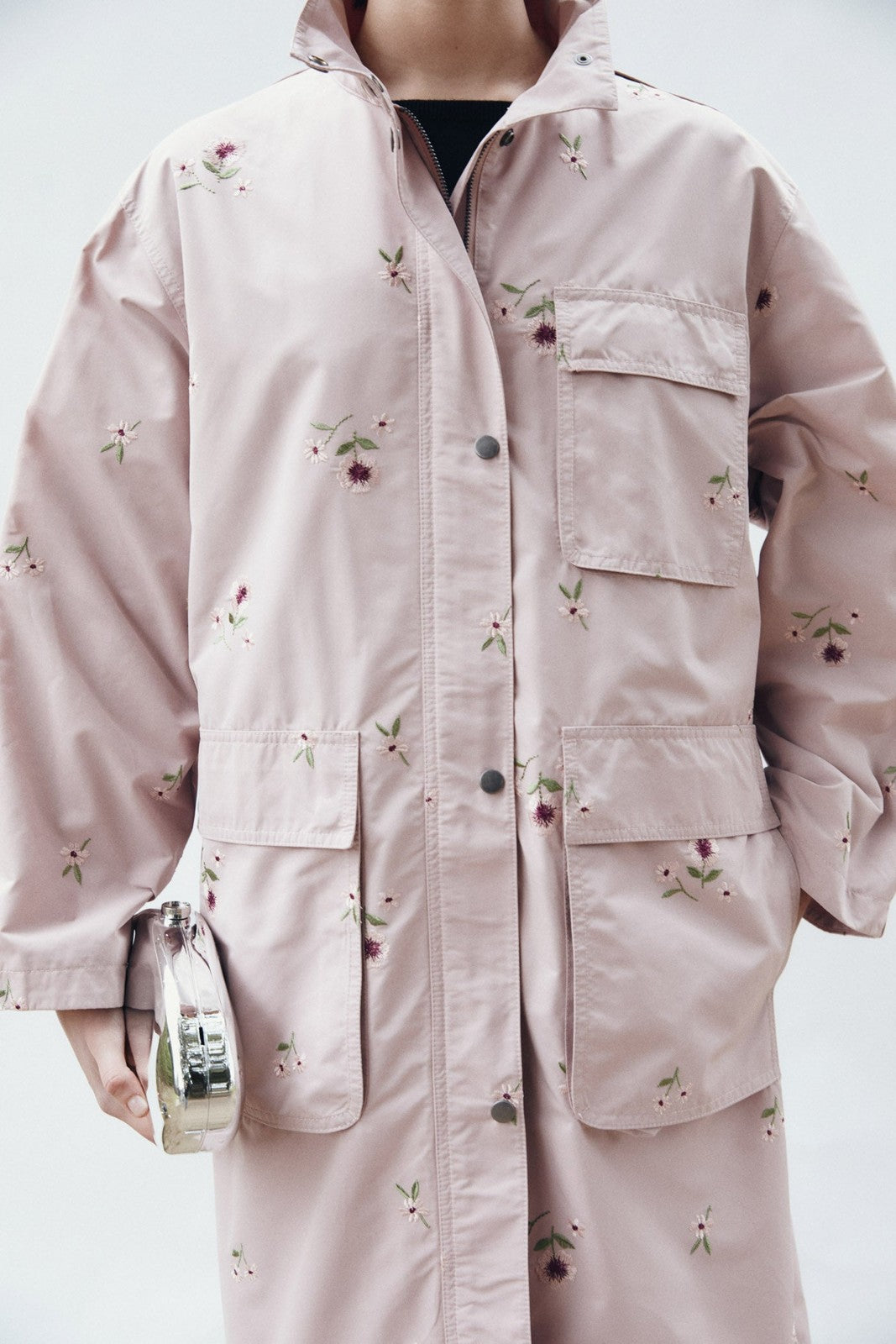 Sfera Embroidered flowers trench coat - Pink Pale 3 Shaws Department Stores