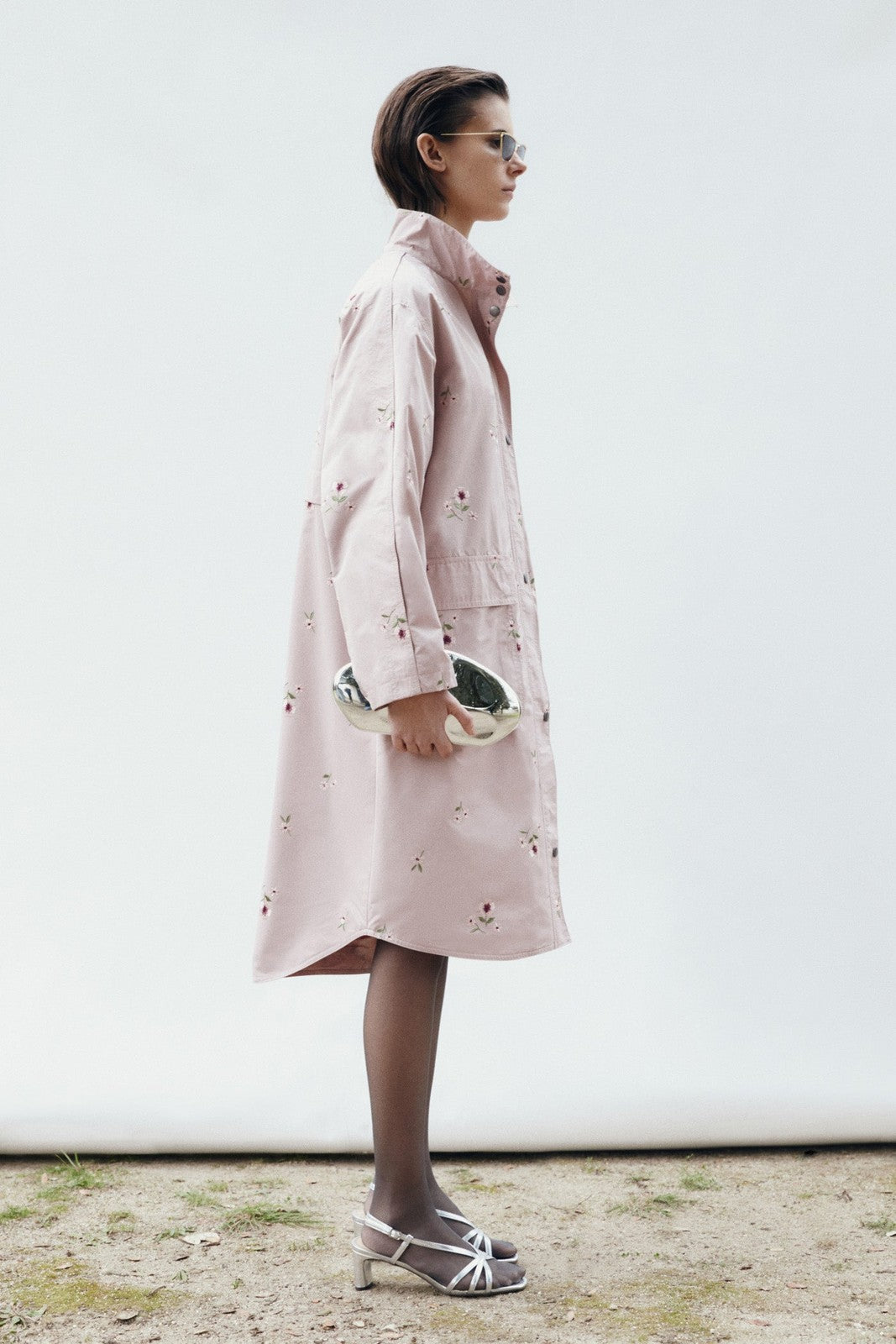 Sfera Embroidered flowers trench coat - Pink Pale 4 Shaws Department Stores