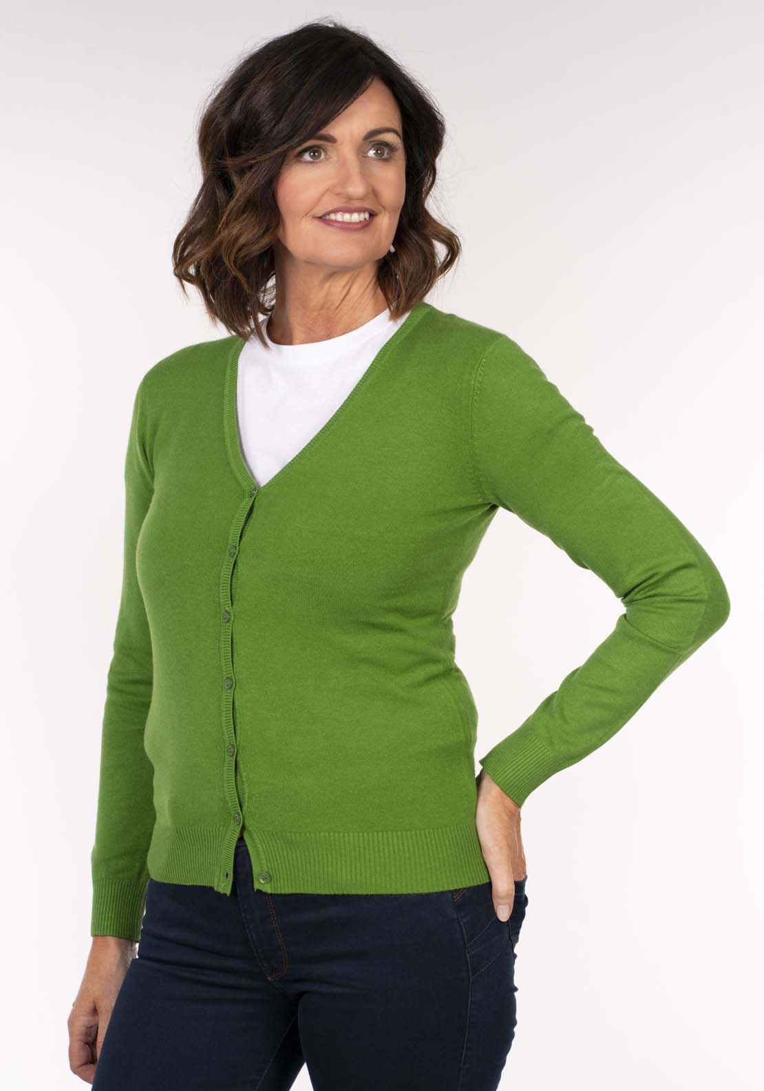 Tea Lane Basic Cardigan - Green 3 Shaws Department Stores