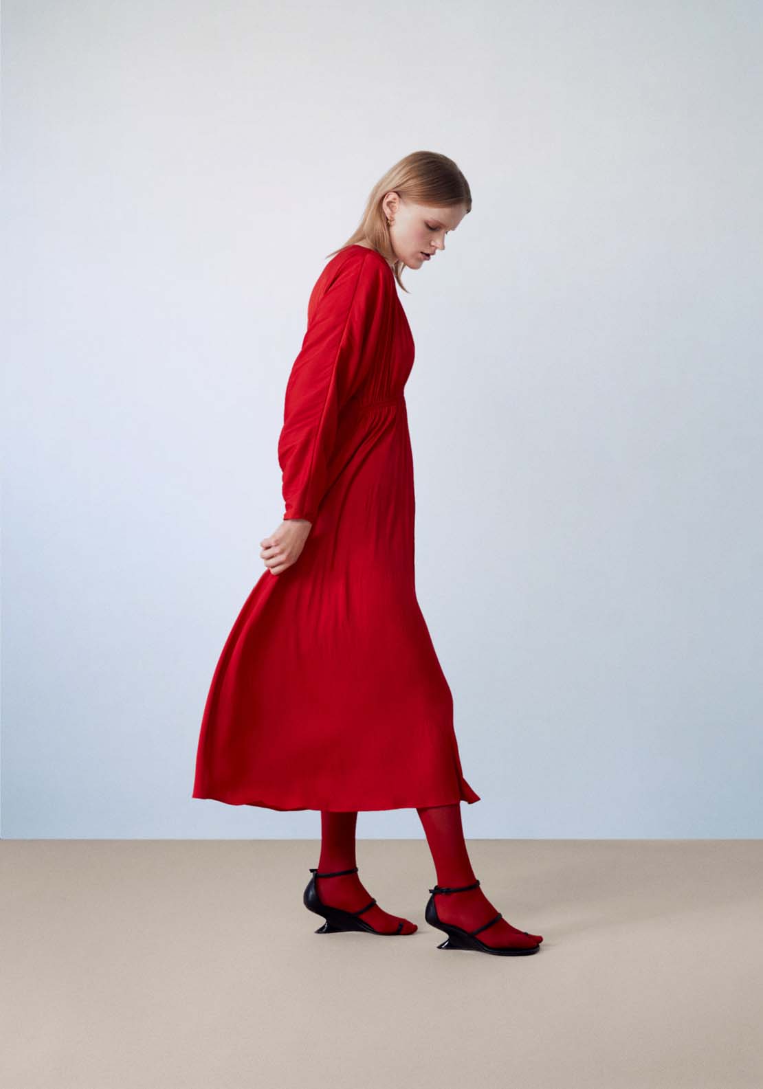 Sfera Midi dress with shoulder pads 2 Shaws Department Stores