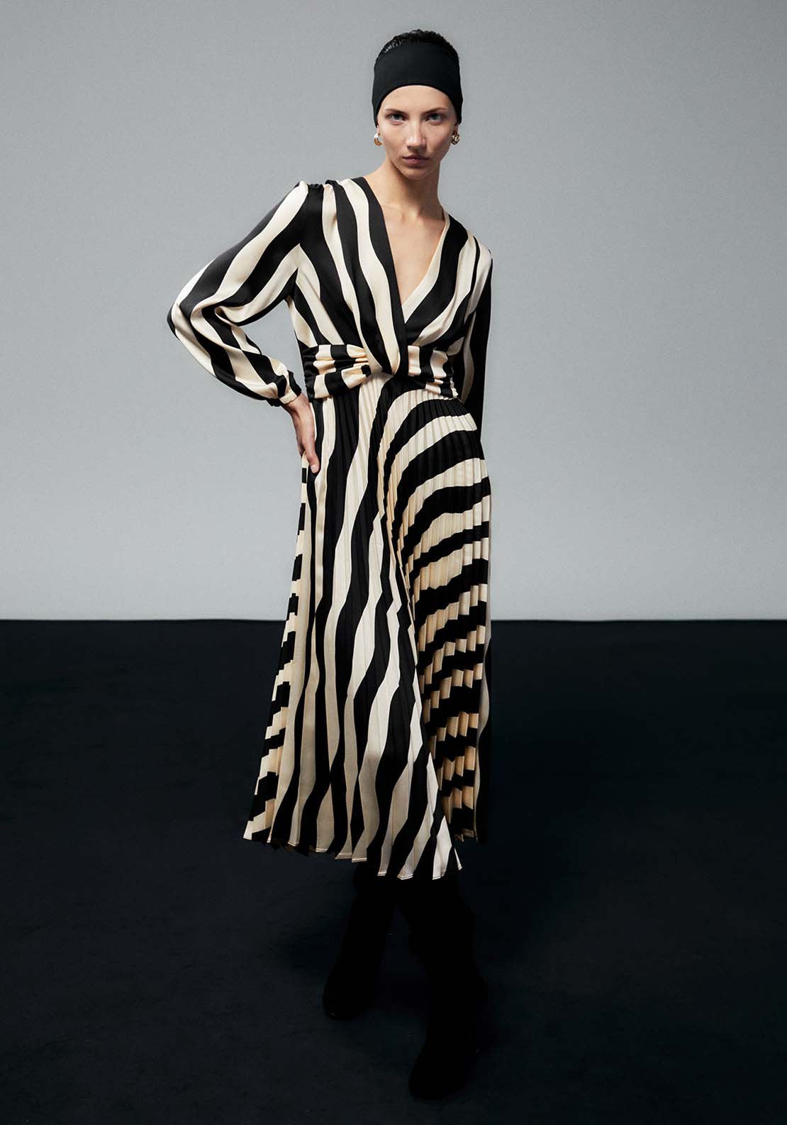 Sfera Striped Dress - Black And White 1 Shaws Department Stores