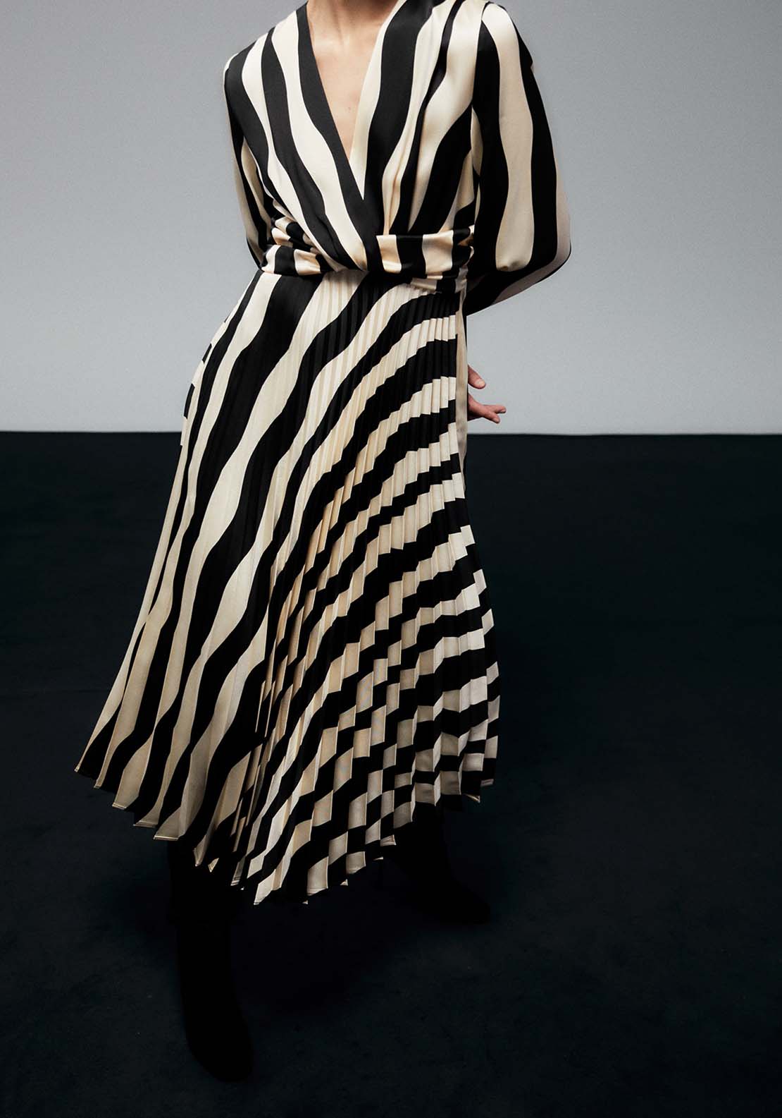Sfera Striped Dress - Black And White 4 Shaws Department Stores