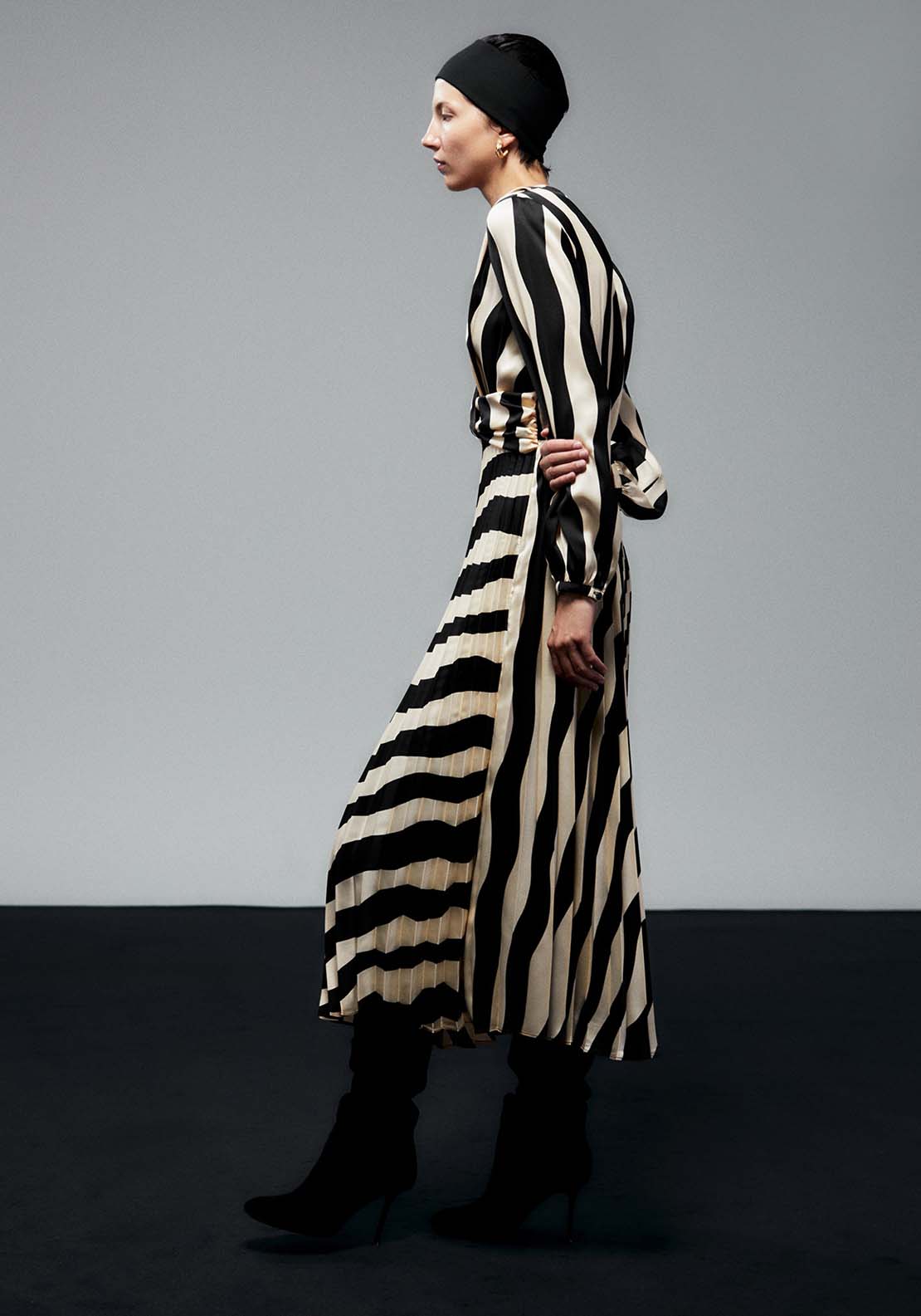 Sfera Striped Dress - Black And White 5 Shaws Department Stores