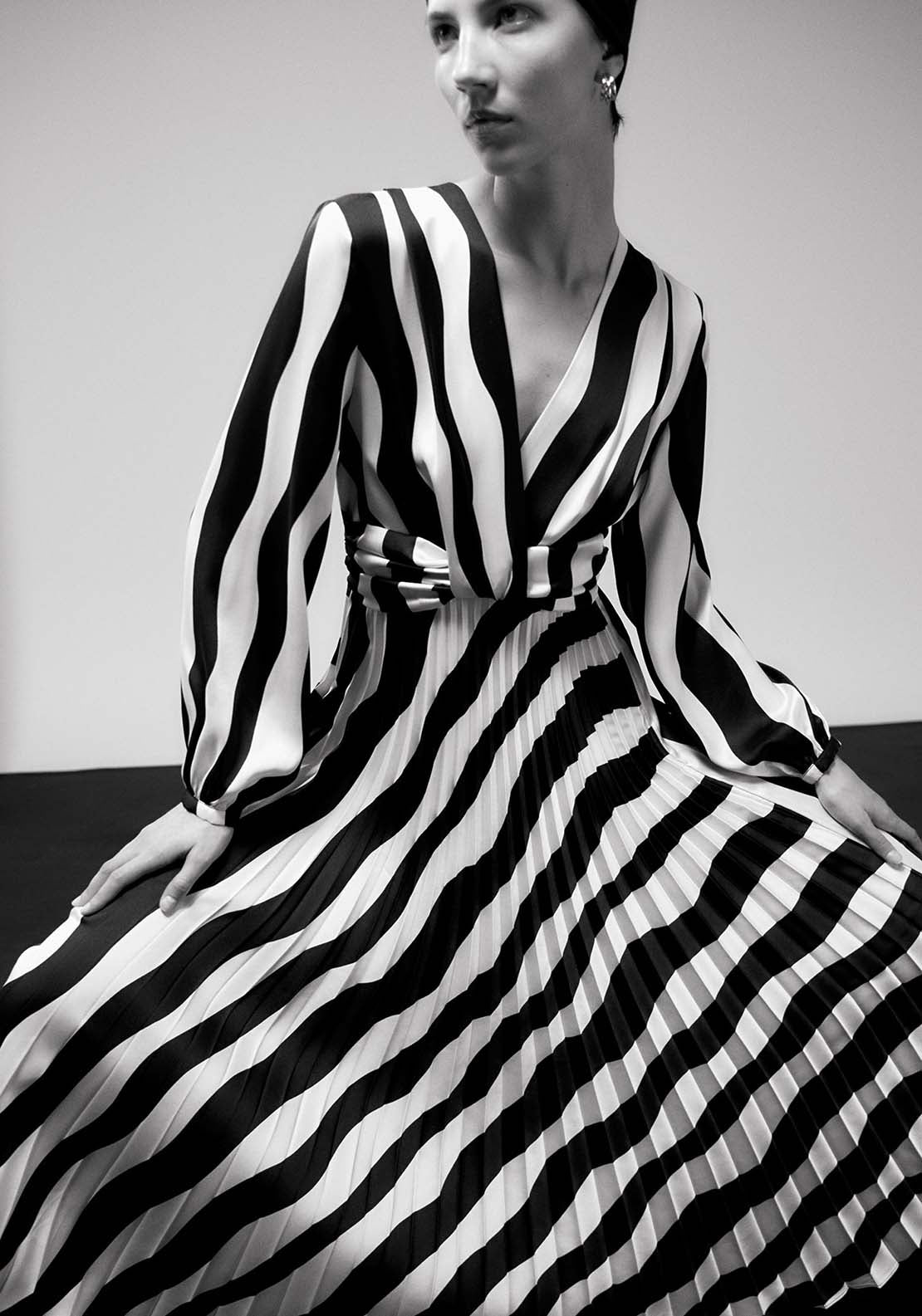 Sfera Striped Dress - Black And White 3 Shaws Department Stores