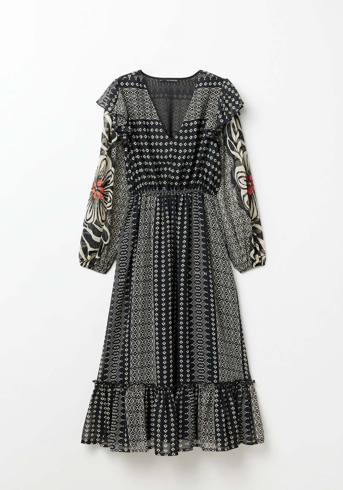 Sfera Geometric print dress - Black 6 Shaws Department Stores