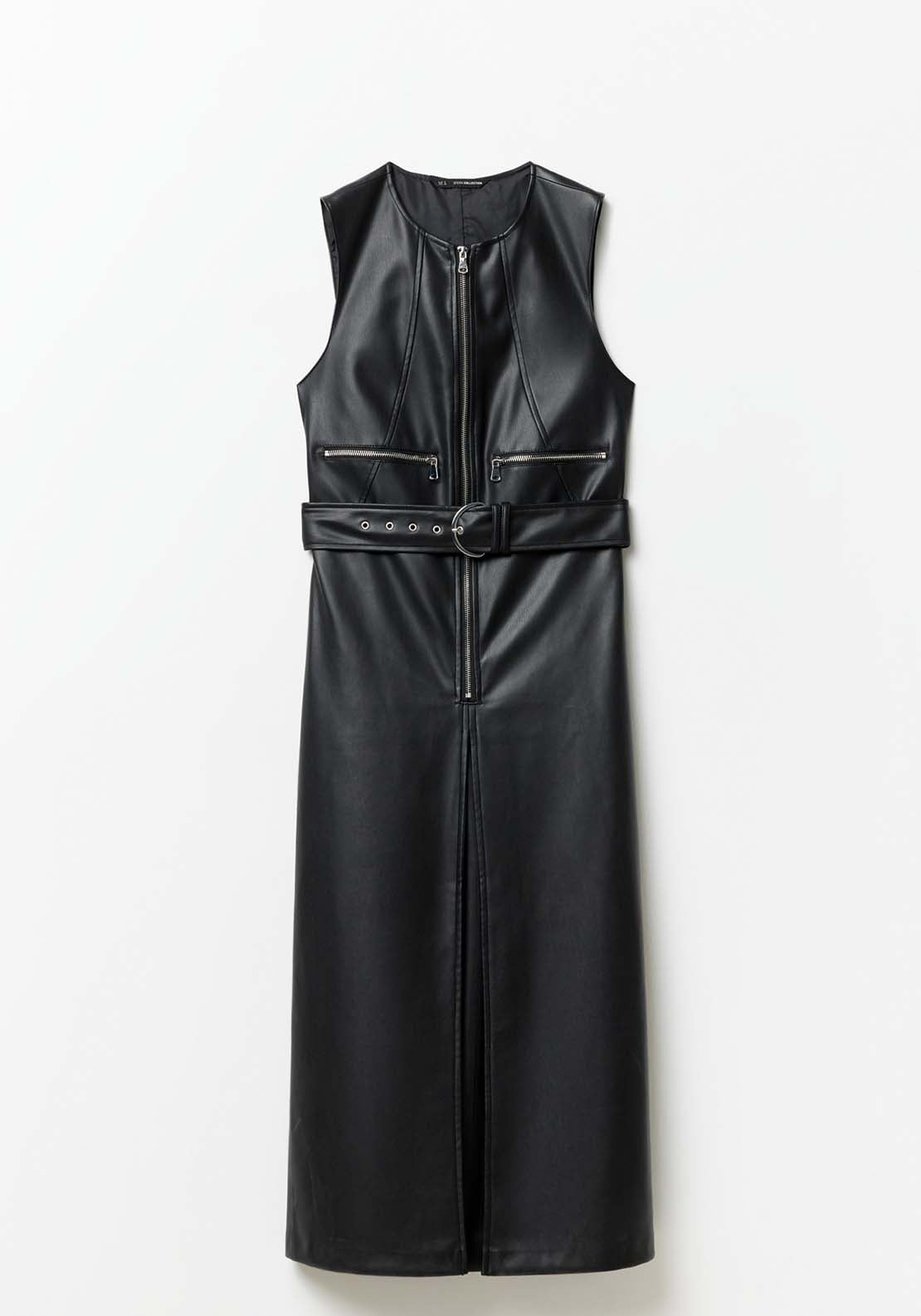 Sfera Faux leather midi dress - Black 9 Shaws Department Stores
