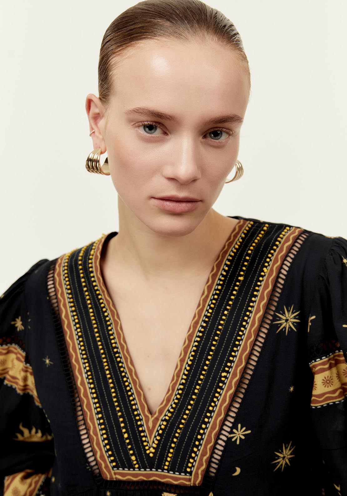 Sfera Long printed dress - Print Green 2 Shaws Department Stores